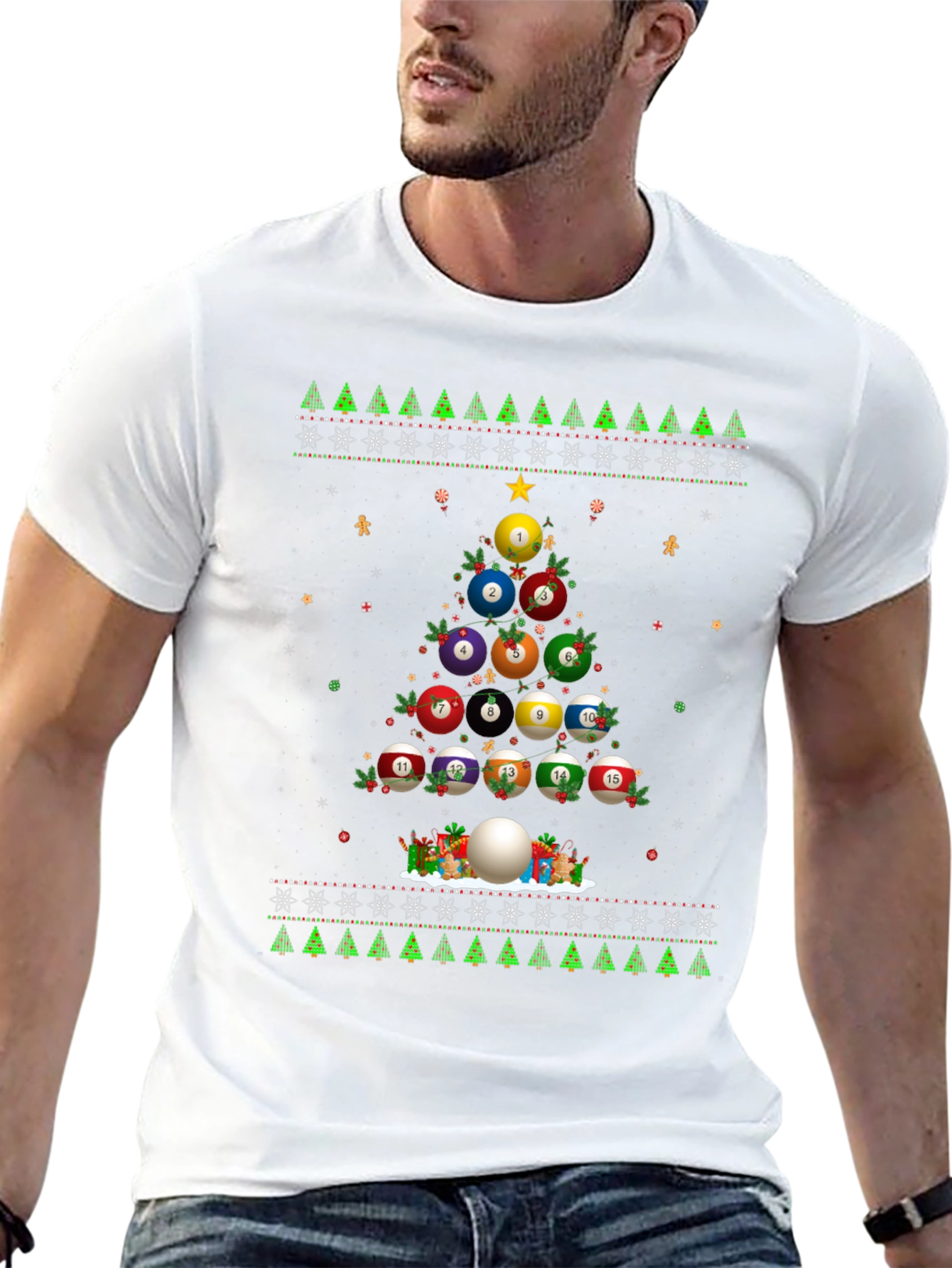 Billiard Ball Christmas Tree Holiday T-Shirt