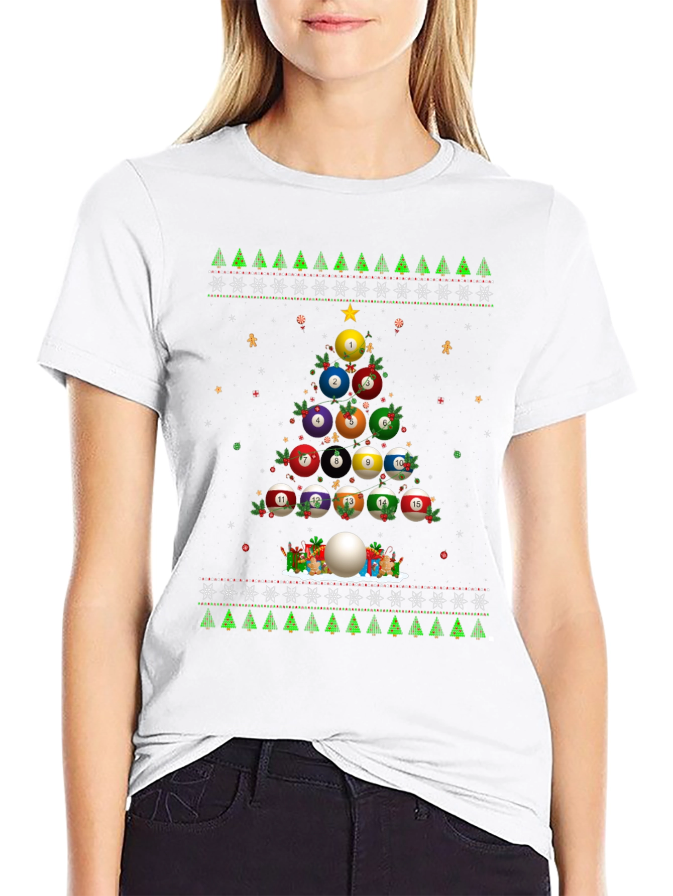 Billiard Ball Christmas Tree Holiday T-Shirt