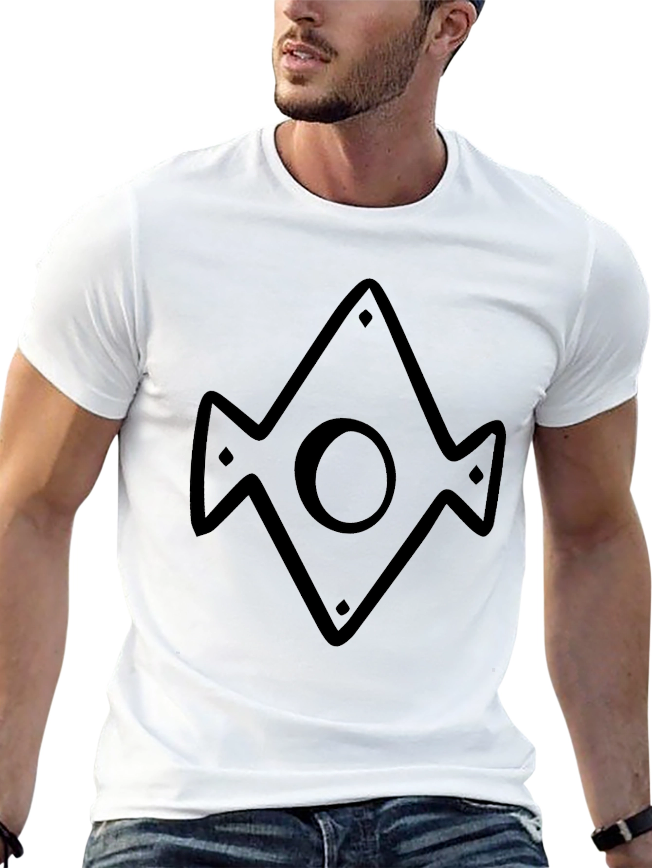 Geometric Diamond Pattern Black T-Shirt