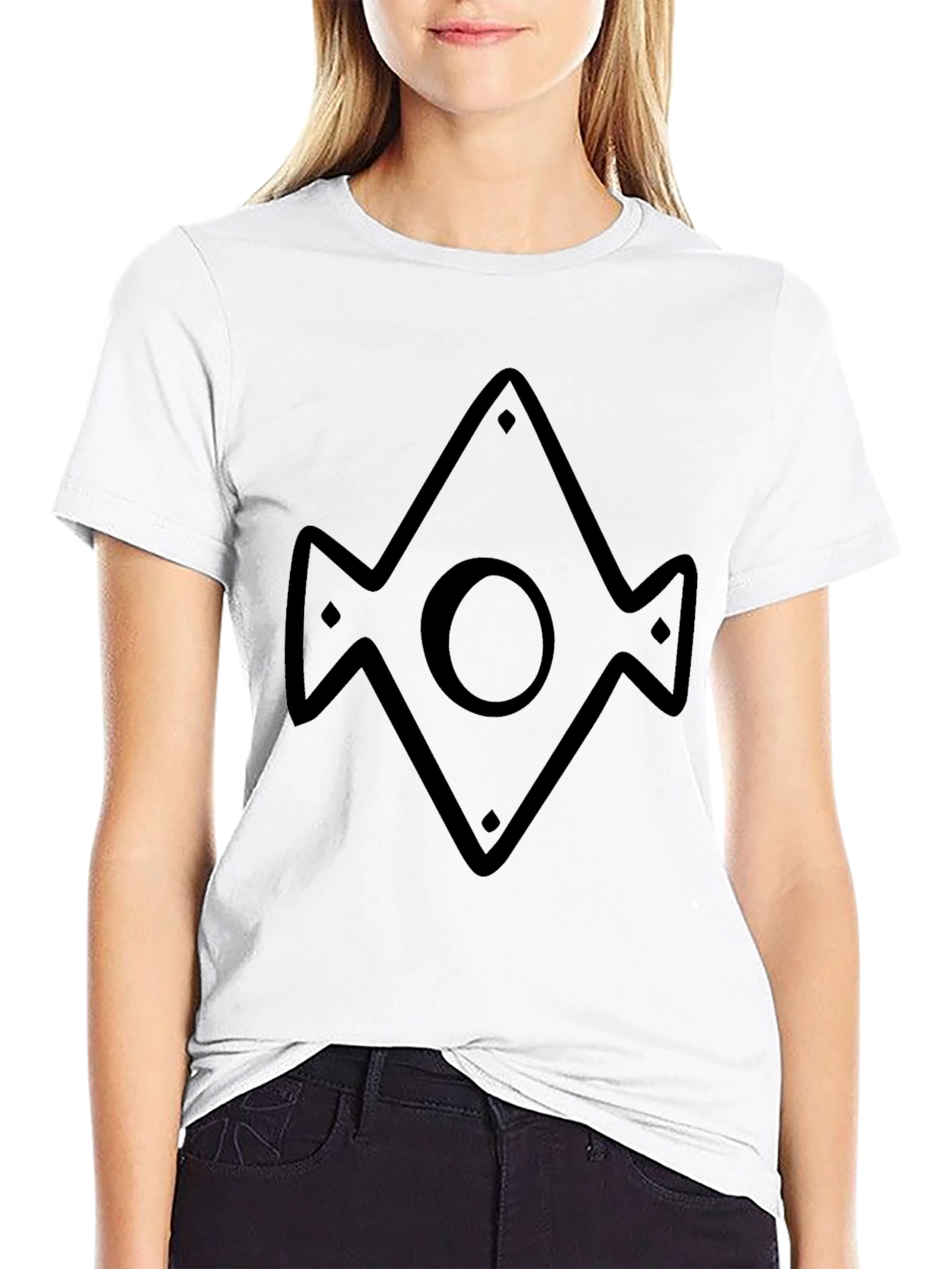 Geometric Diamond Pattern Black T-Shirt