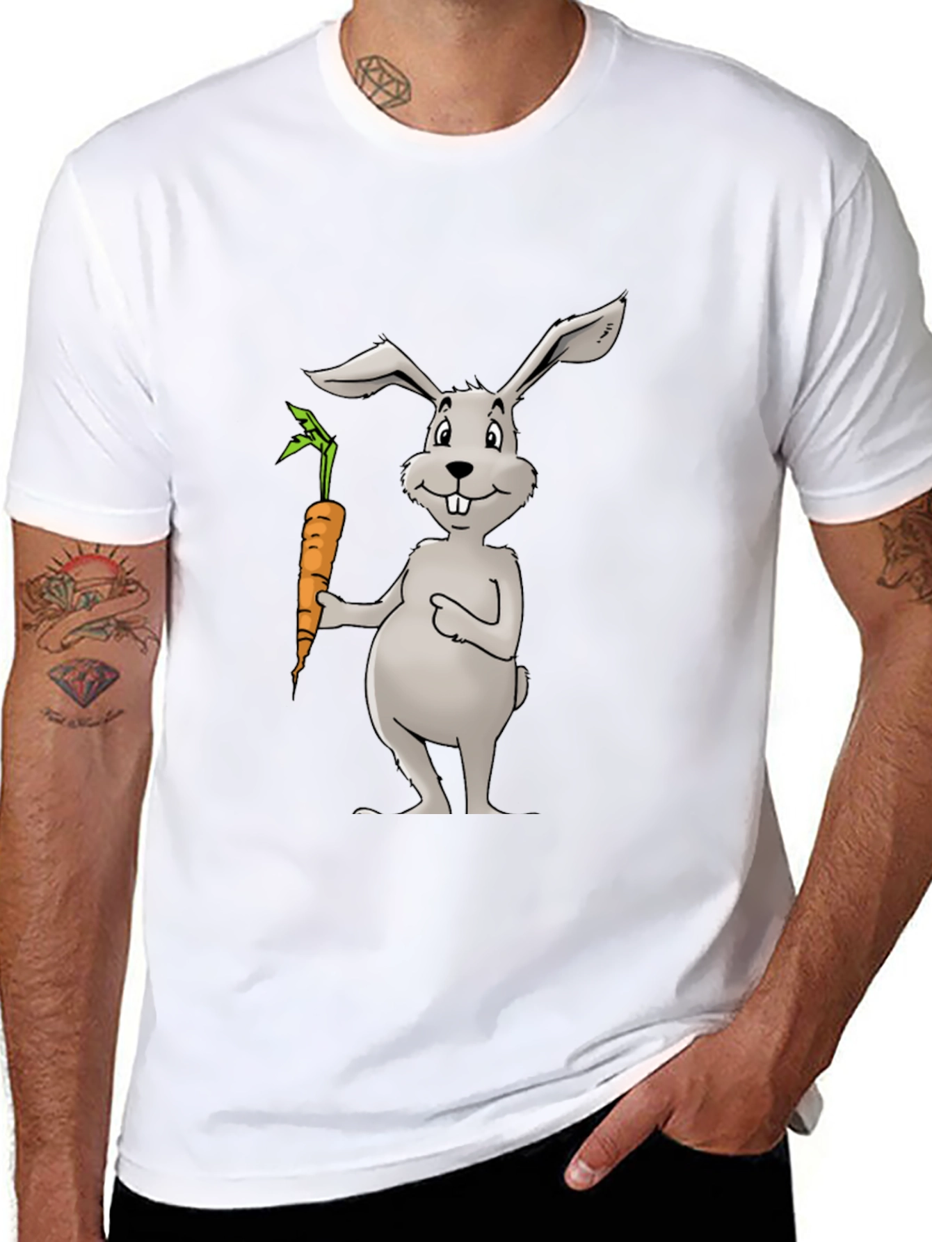 Bunny & Carrot Black T-Shirt - Unisex Graphic Tee