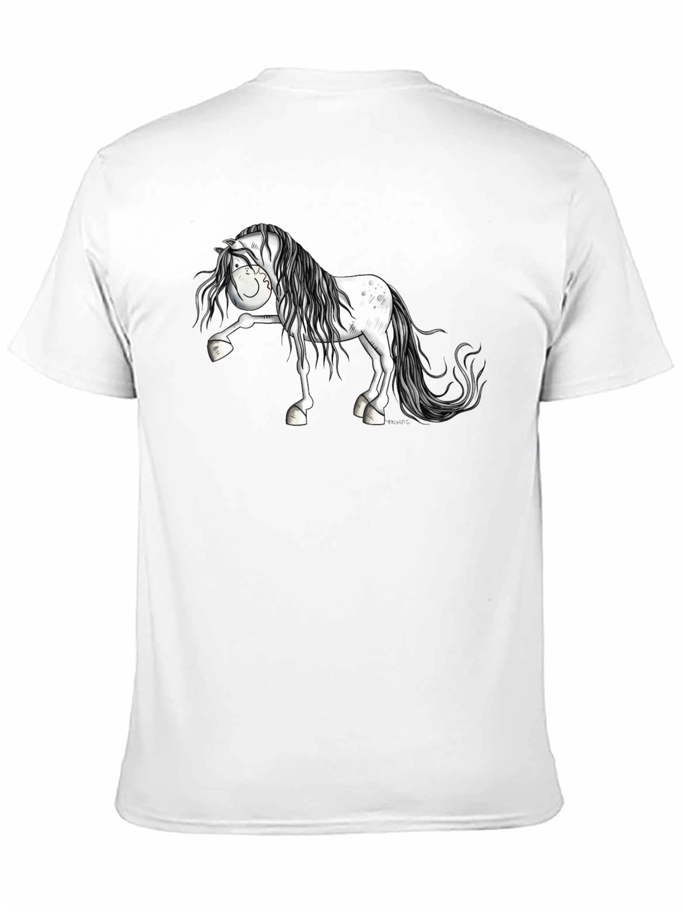 Horse Cartoon Black T-Shirt