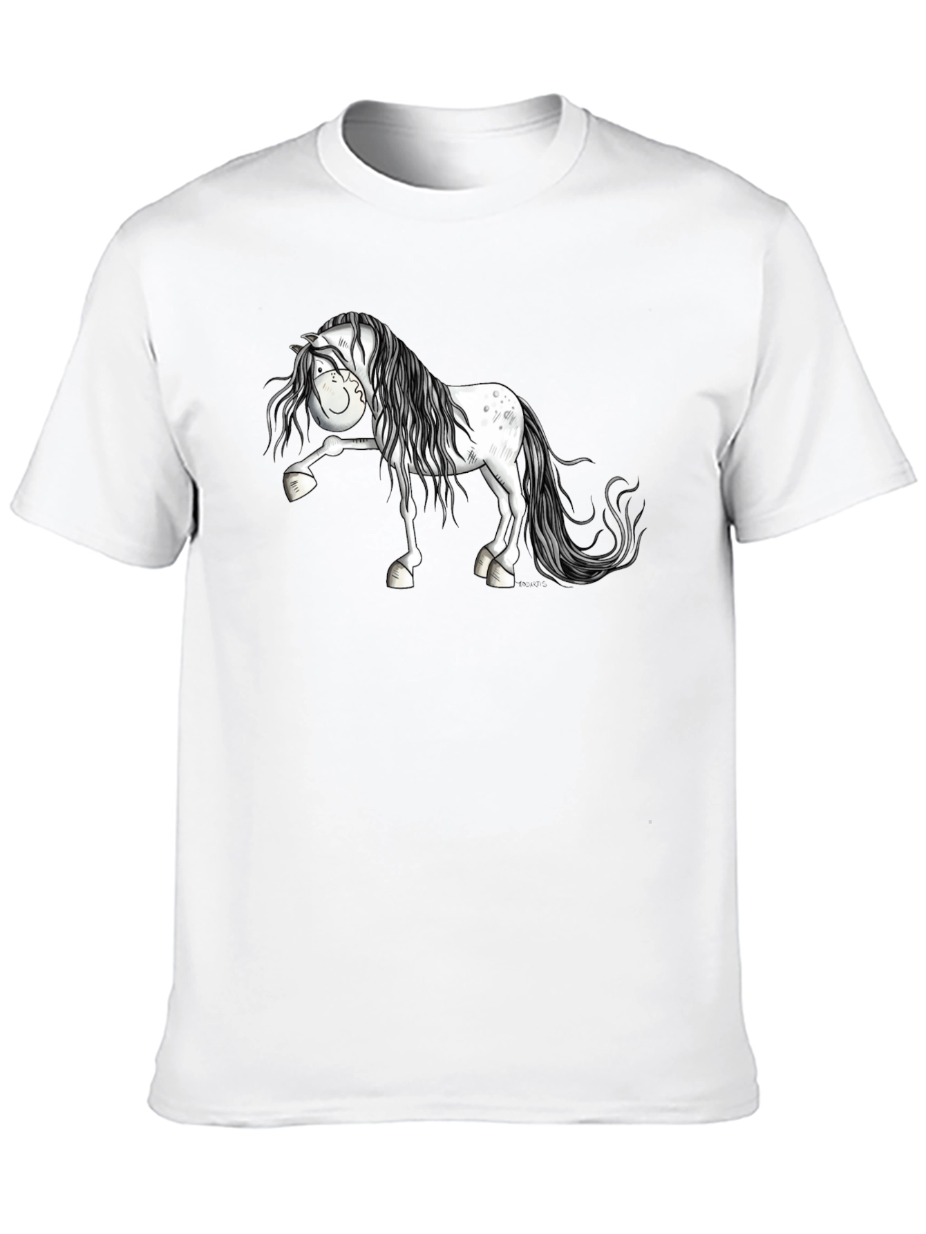 Horse Cartoon Black T-Shirt