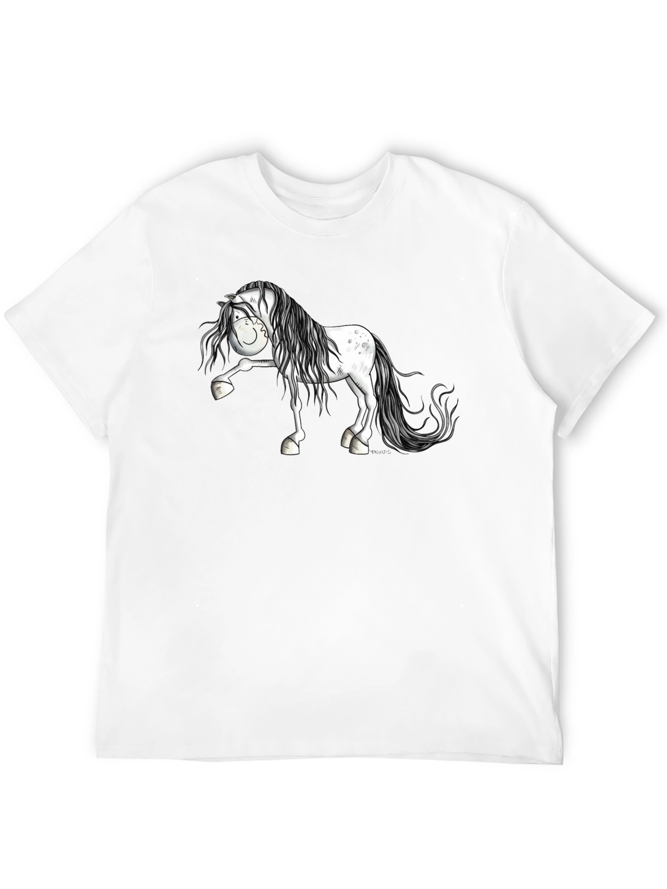 Horse Cartoon Black T-Shirt