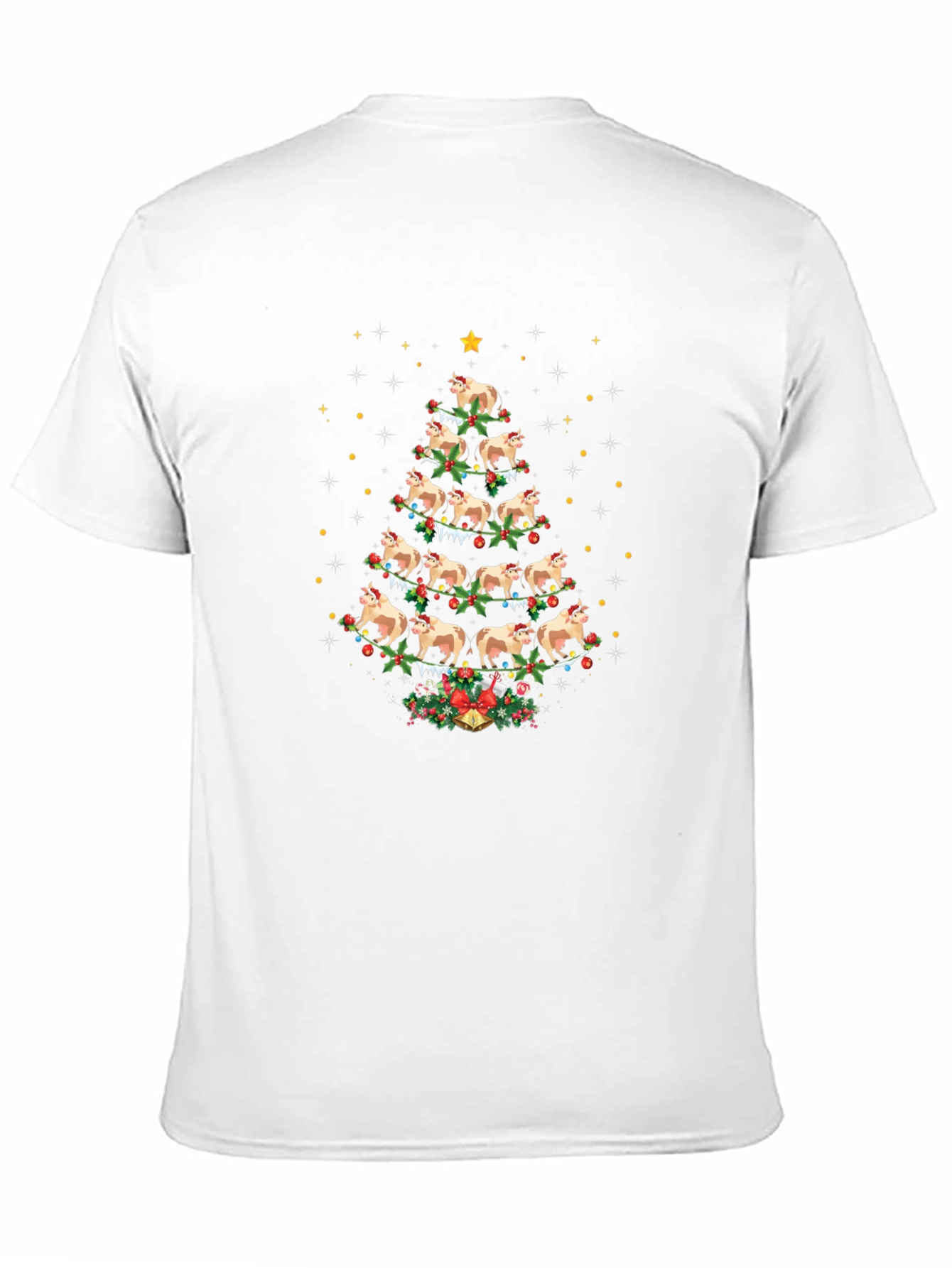Cow Christmas Tree Black T-Shirt