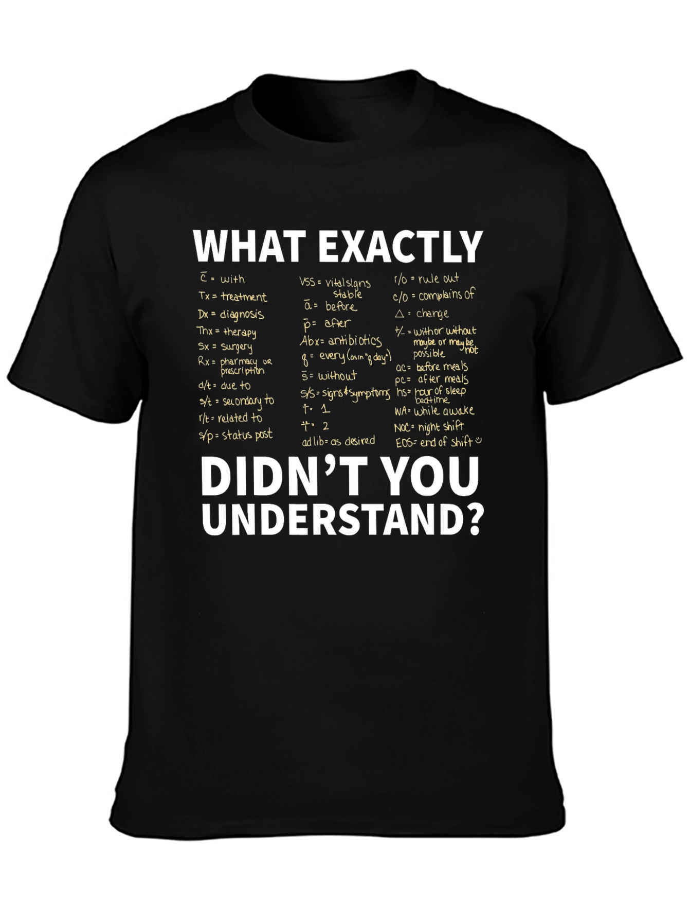 Medical Abbreviation T-Shirt: What Exactly Didnt You Understand?