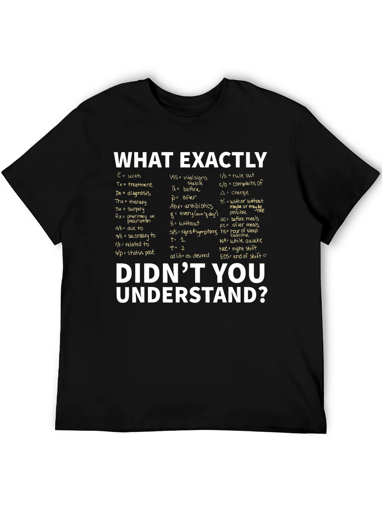 Medical Abbreviation T-Shirt: What Exactly Didnt You Understand?