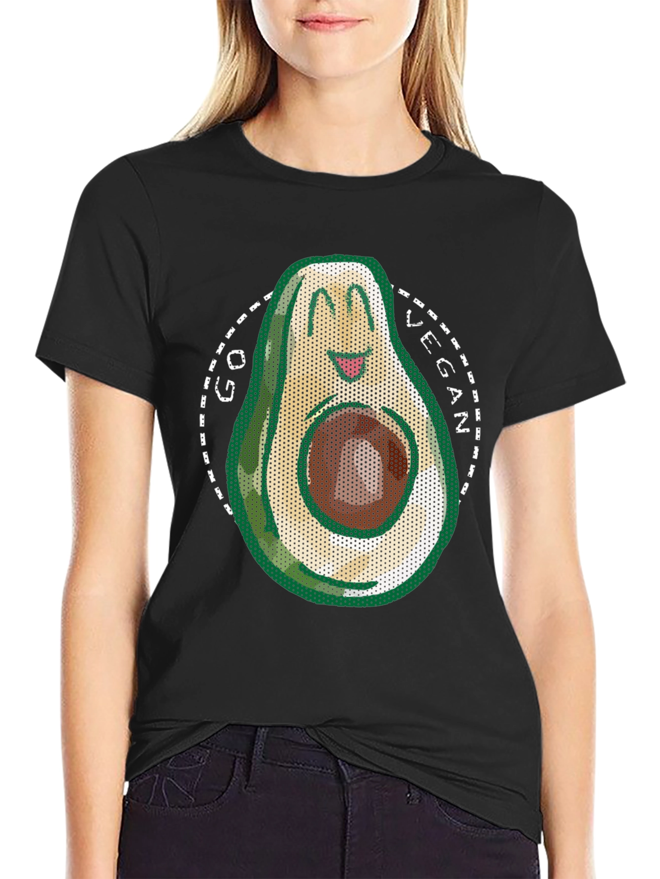 Go Vegan Avocado T-Shirt - Mens Black Tee