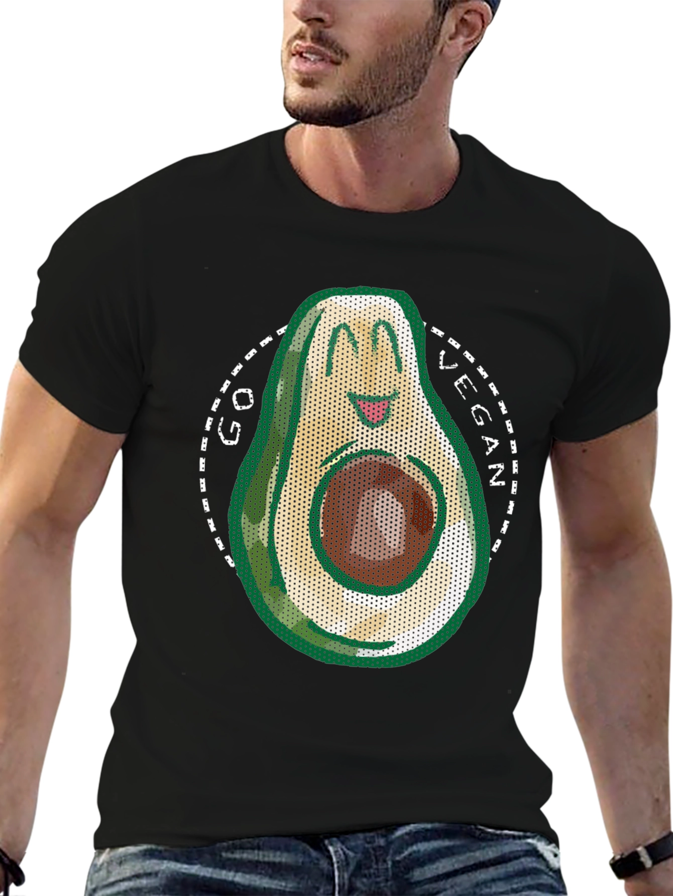 Go Vegan Avocado T-Shirt - Mens Black Tee