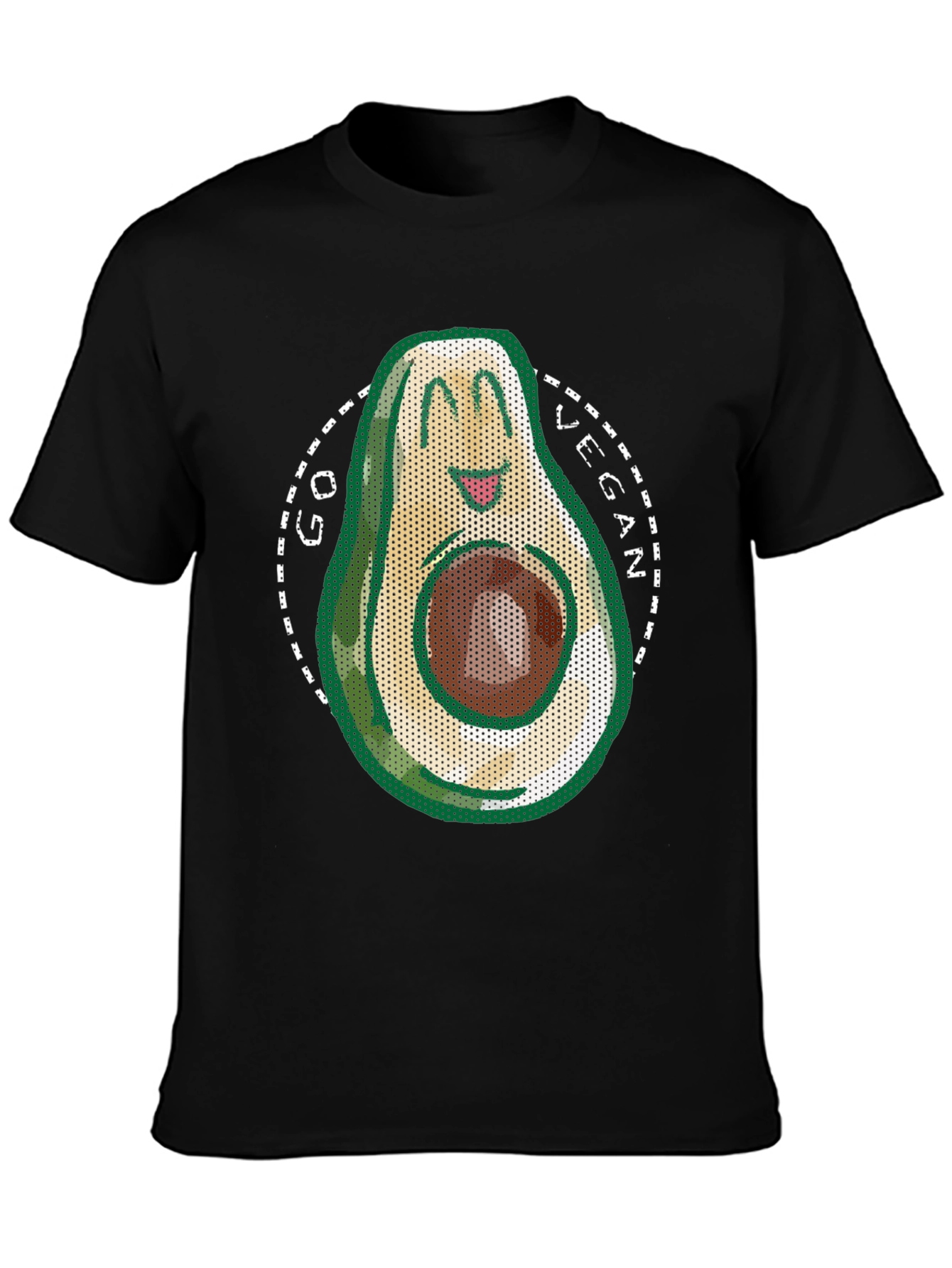 Go Vegan Avocado T-Shirt - Mens Black Tee