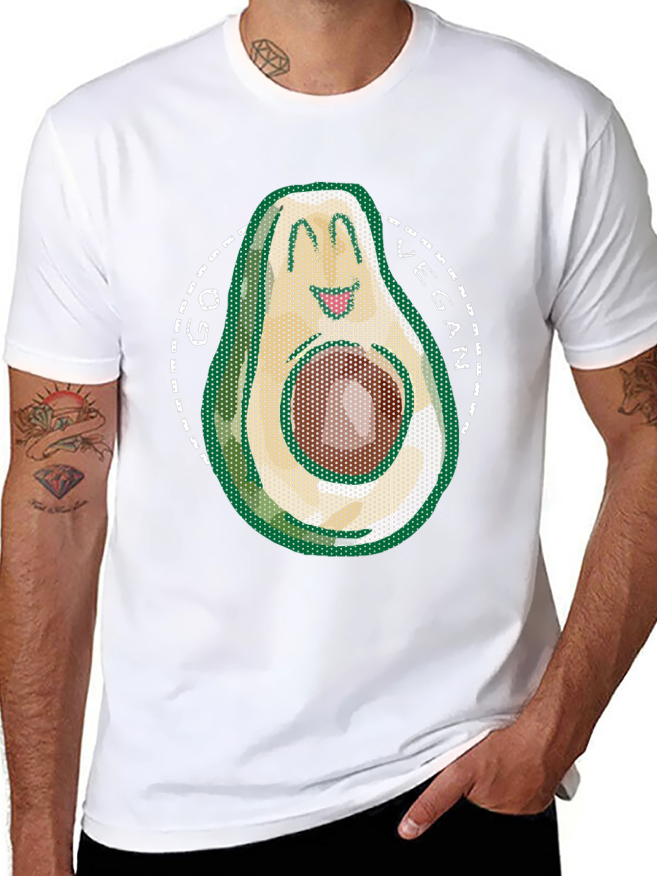 Go Vegan Avocado T-Shirt - Mens Black Tee