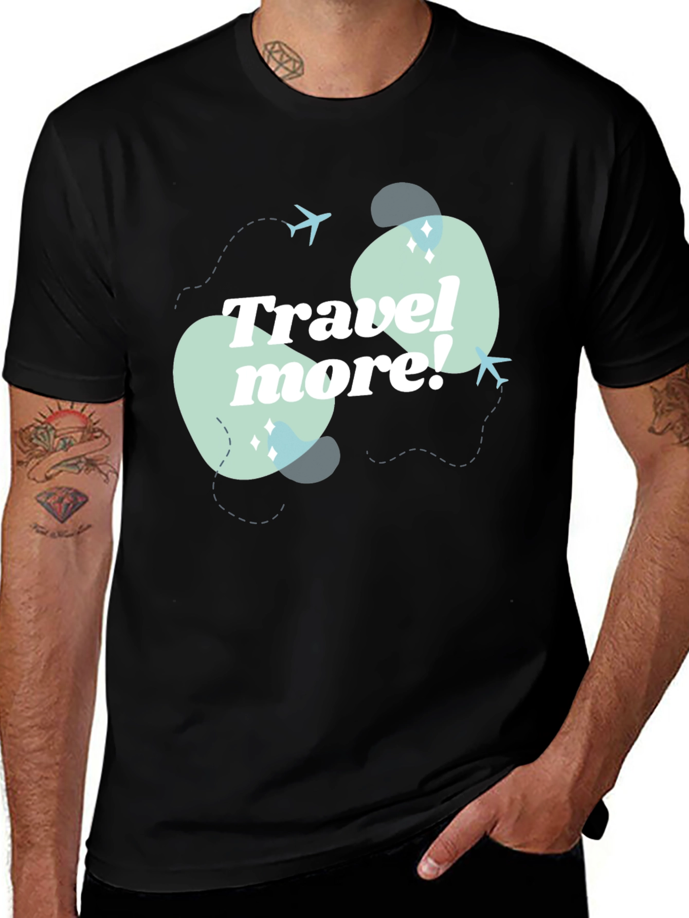 Travel More Graphic Tee - Mens Black T-Shirt