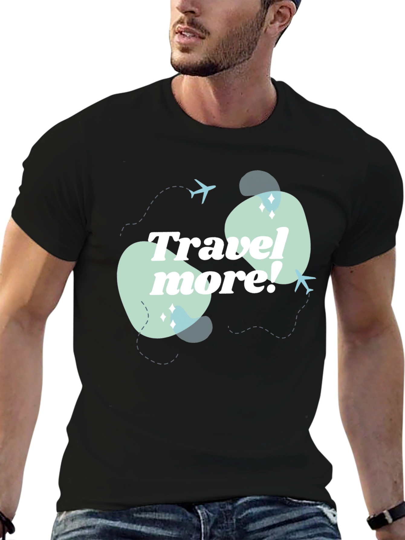 Travel More Graphic Tee - Mens Black T-Shirt