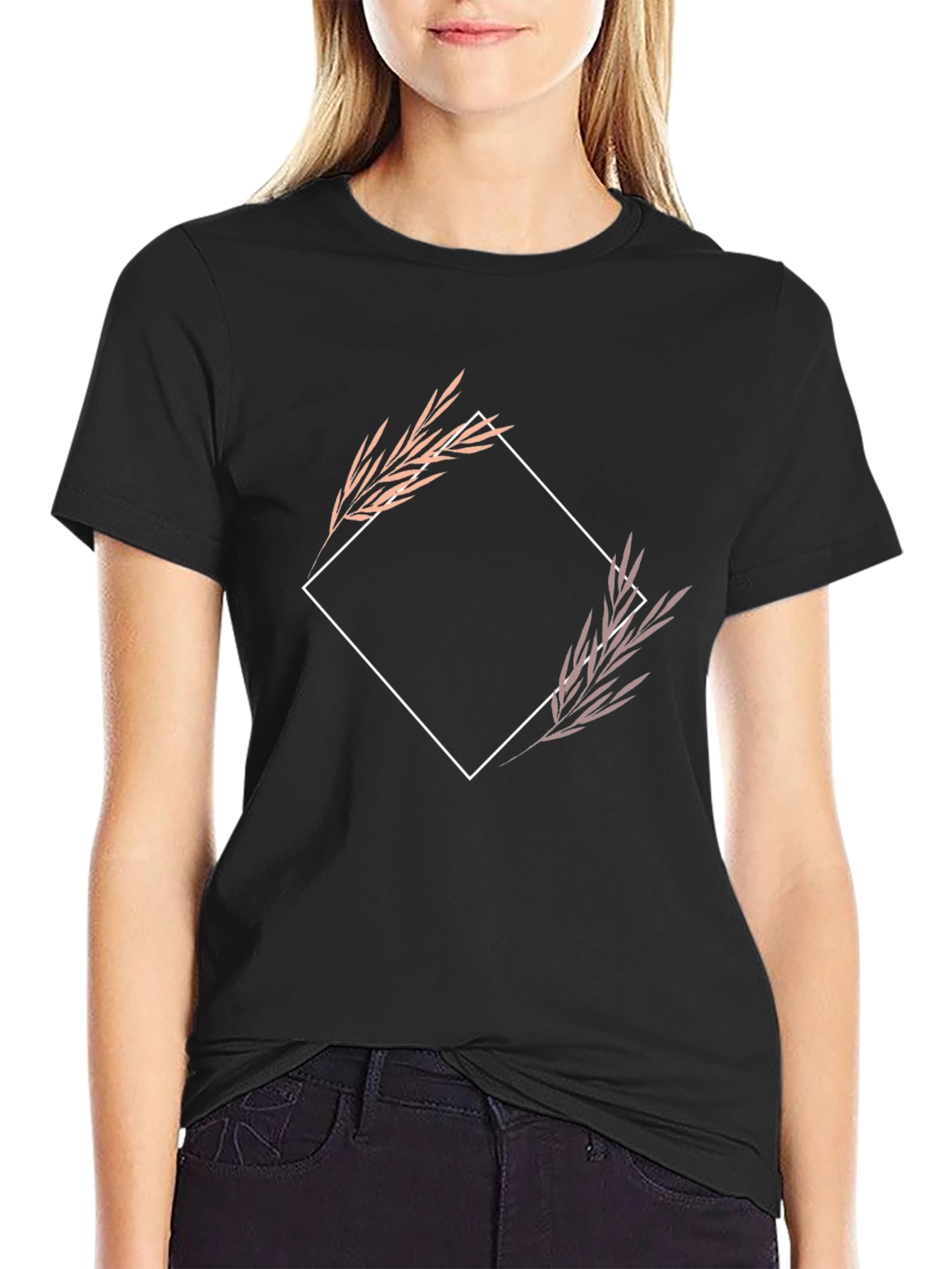 Modern Botanical Graphic Tee - Black
