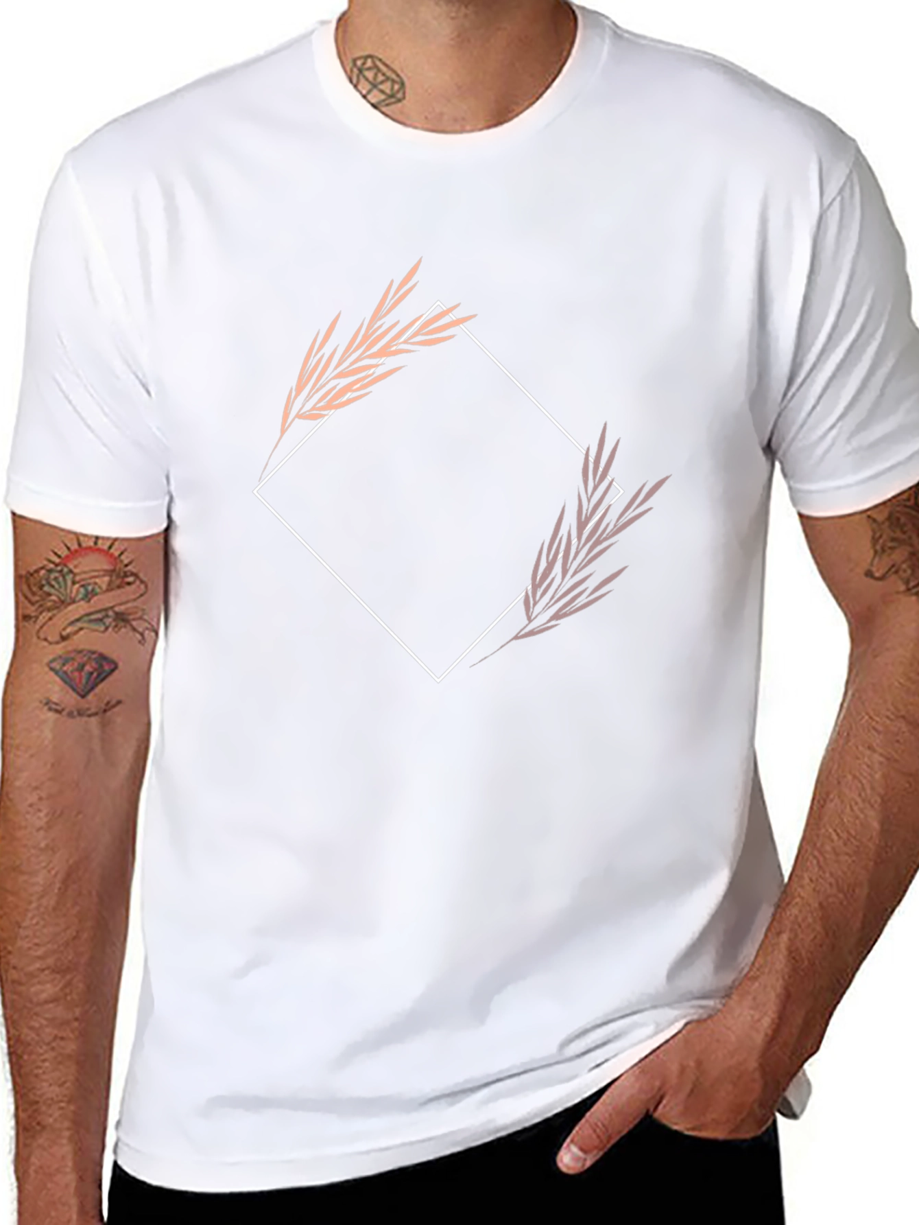 Modern Botanical Graphic Tee - Black
