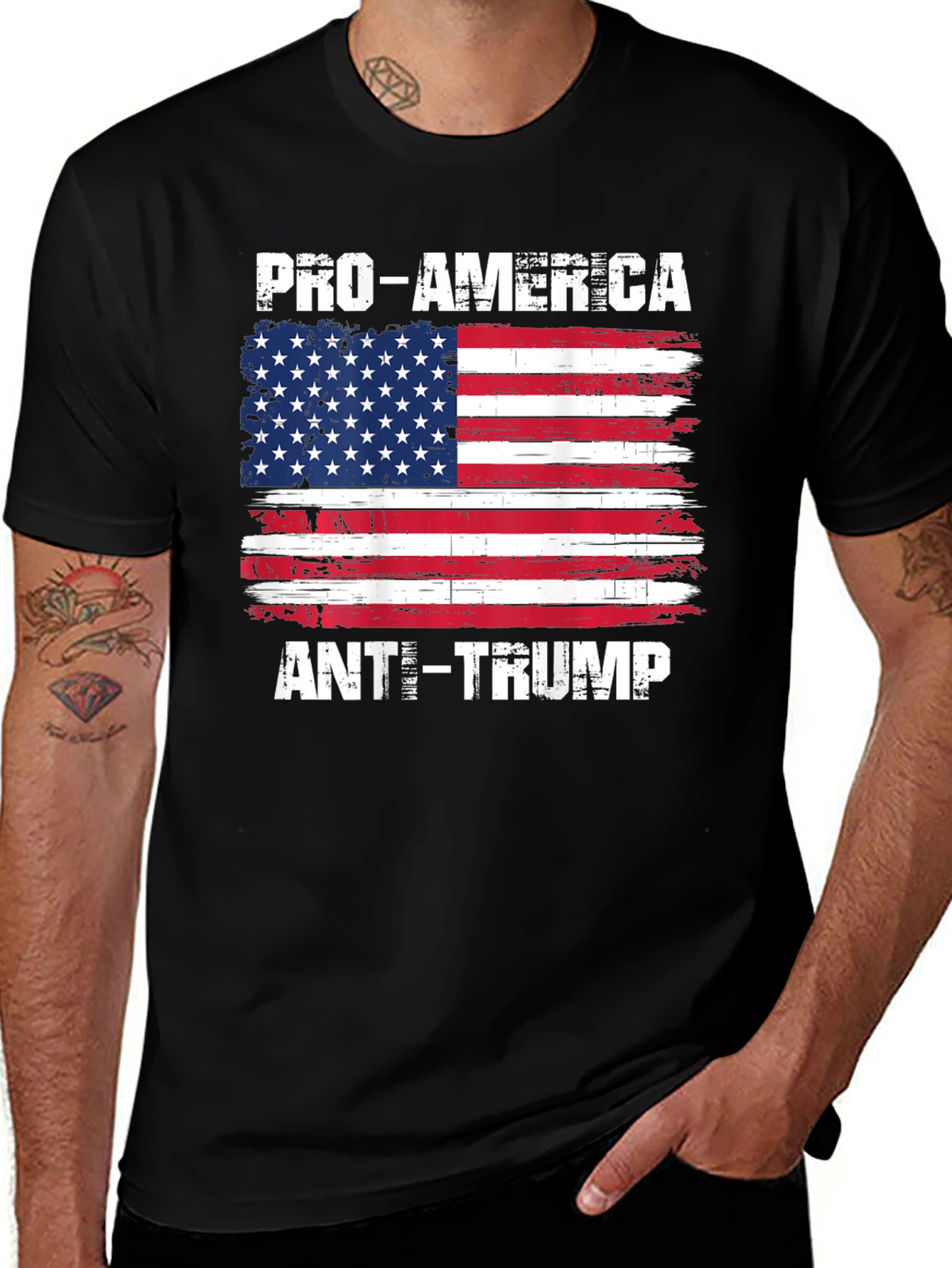 Pro-America Anti-Trump USA Flag T-Shirt