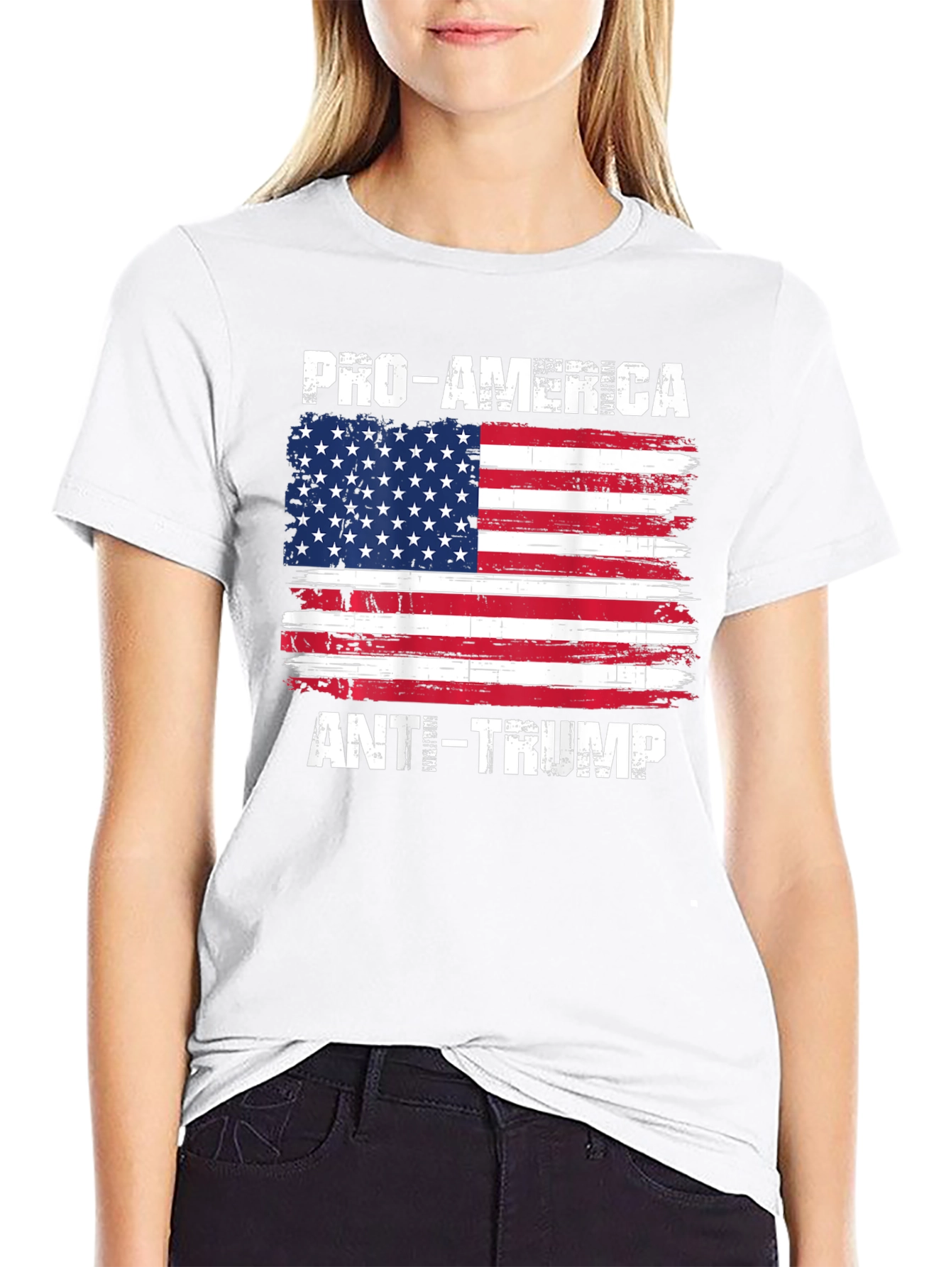 Pro-America Anti-Trump USA Flag T-Shirt