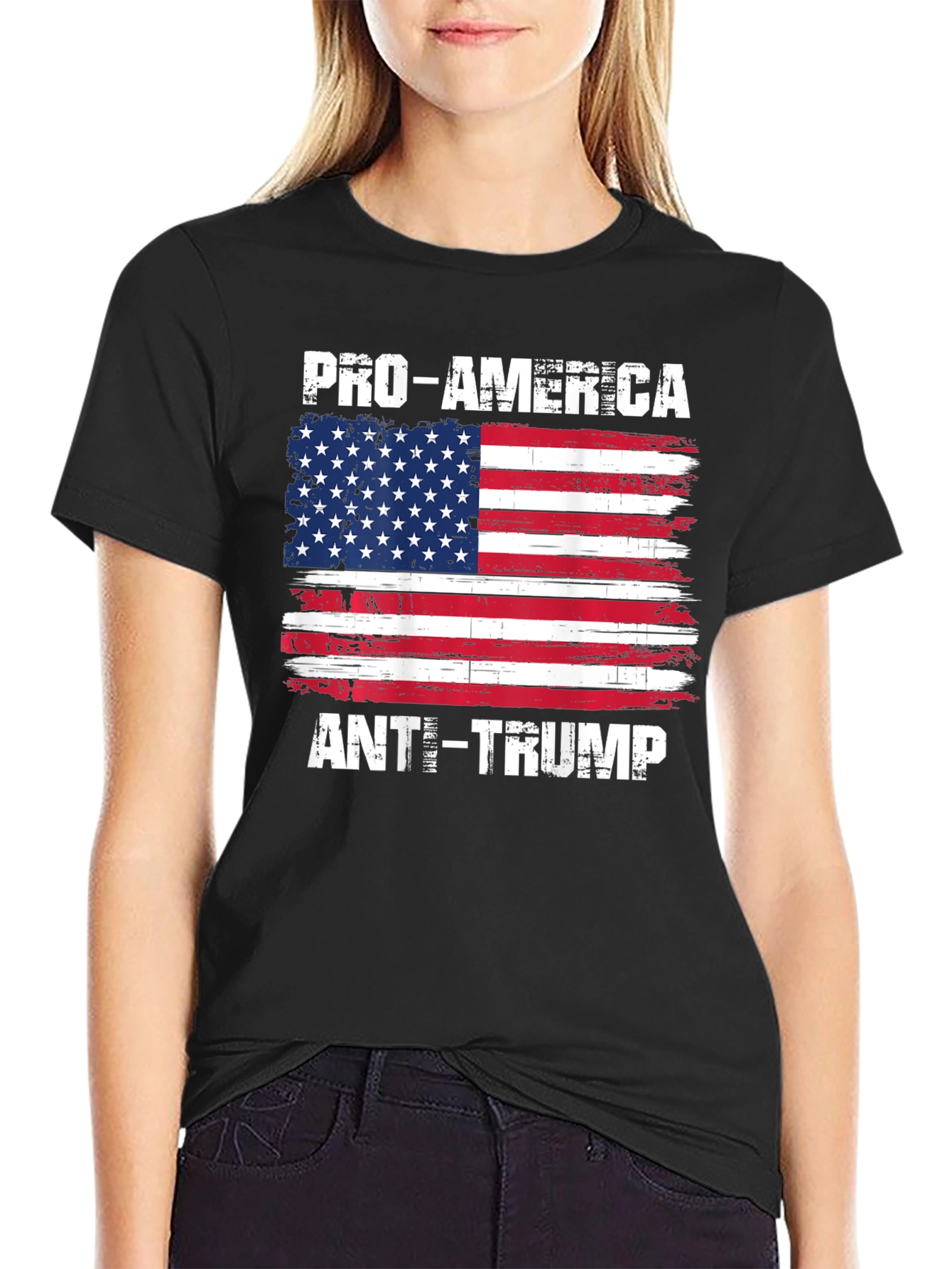 Pro-America Anti-Trump USA Flag T-Shirt