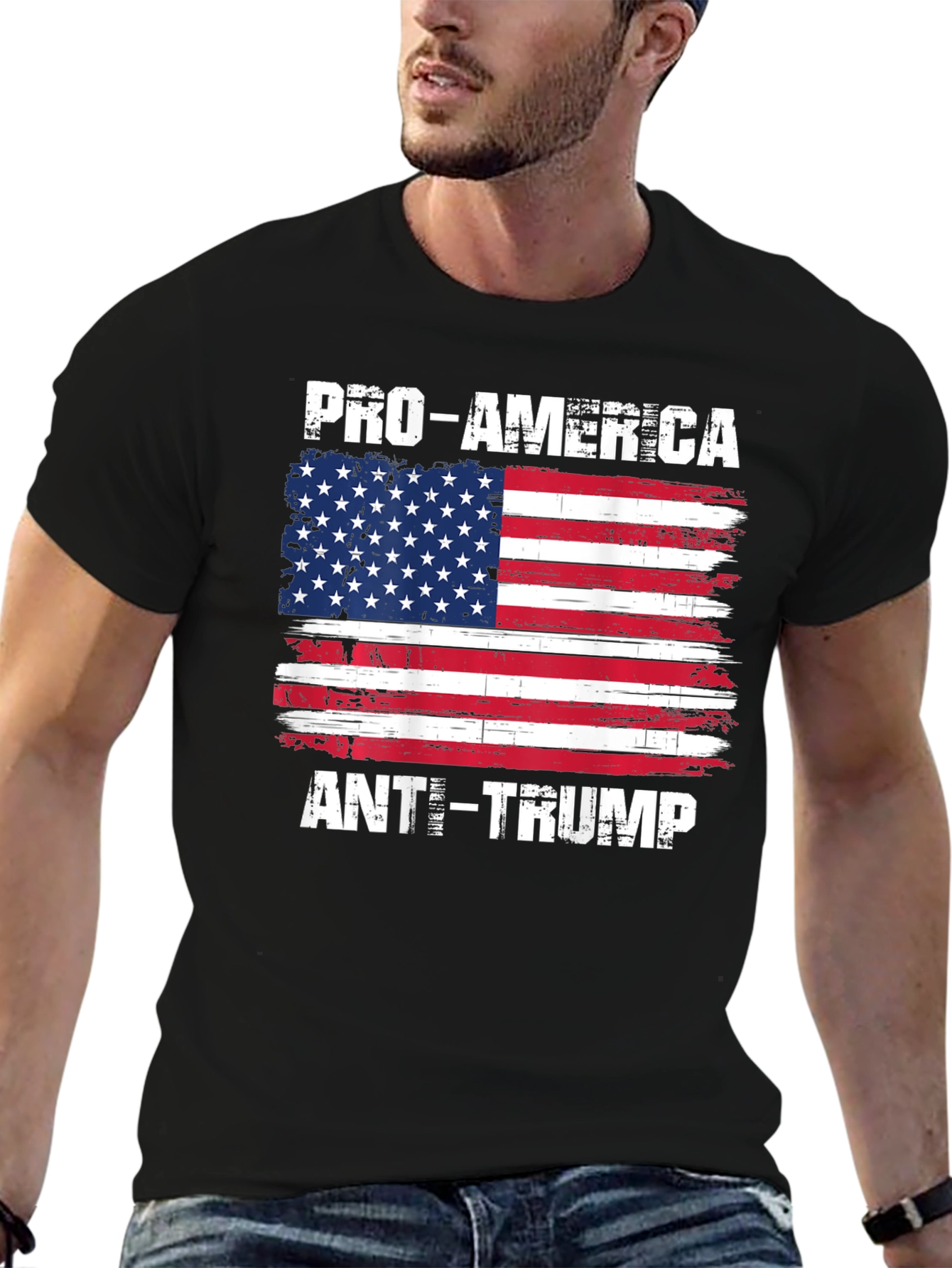 Pro-America Anti-Trump USA Flag T-Shirt