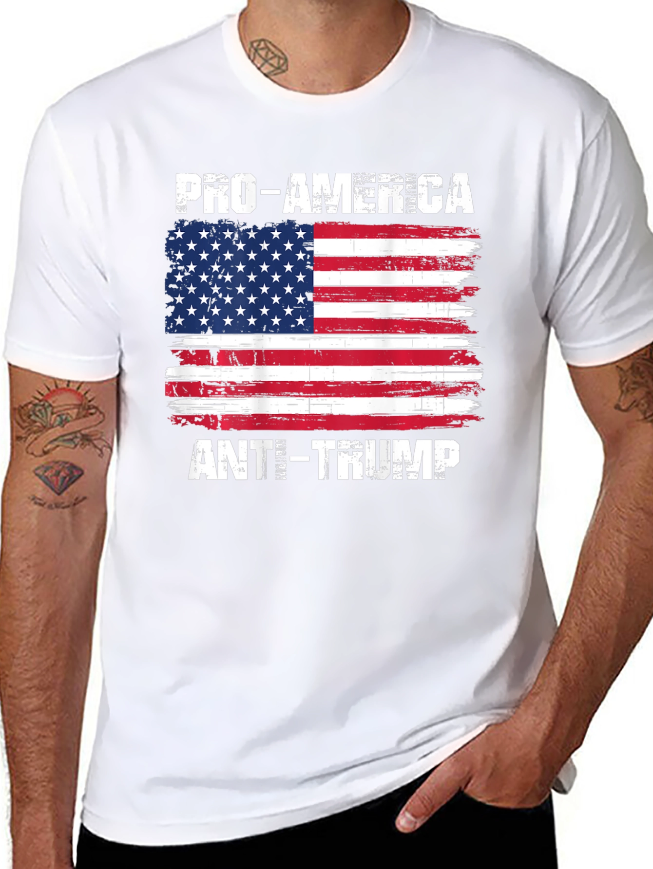 Pro-America Anti-Trump USA Flag T-Shirt