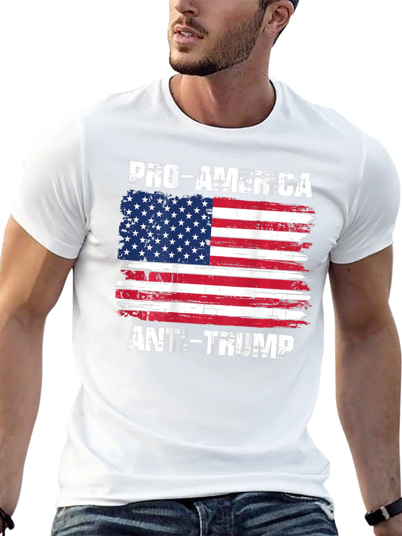 Pro-America Anti-Trump USA Flag T-Shirt