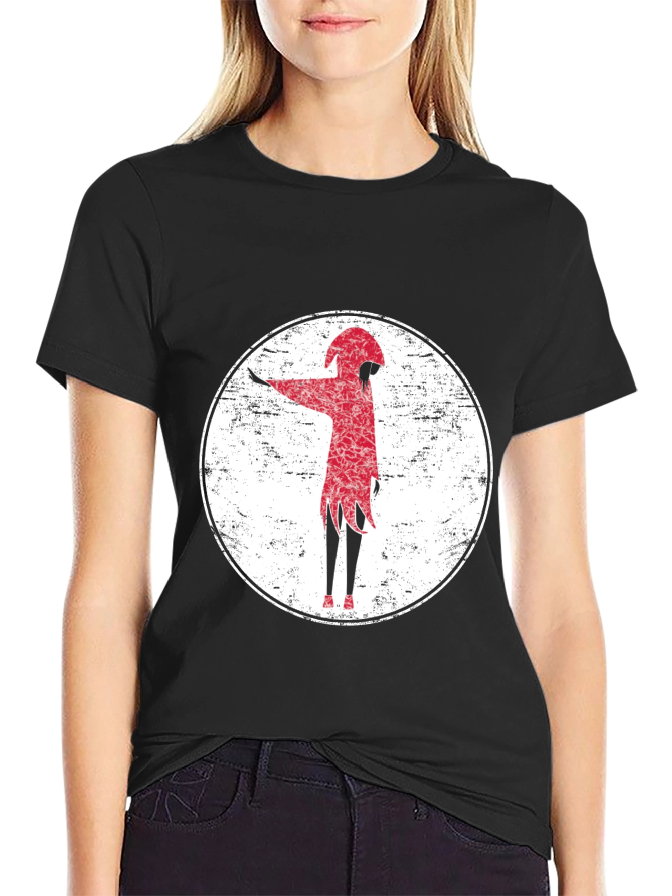 Red Figure Graphic Tee - Grunge Style