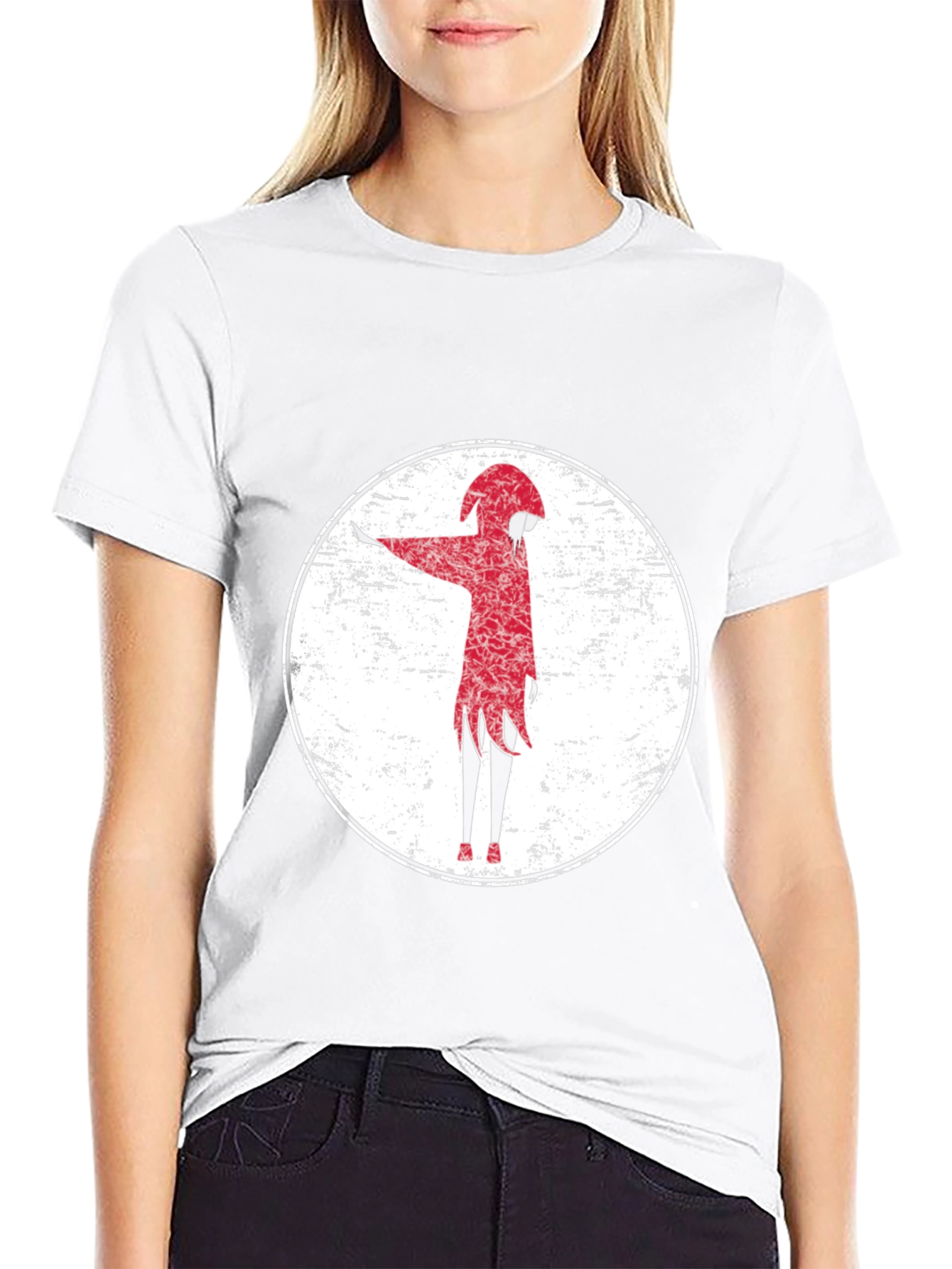Red Figure Graphic Tee - Grunge Style