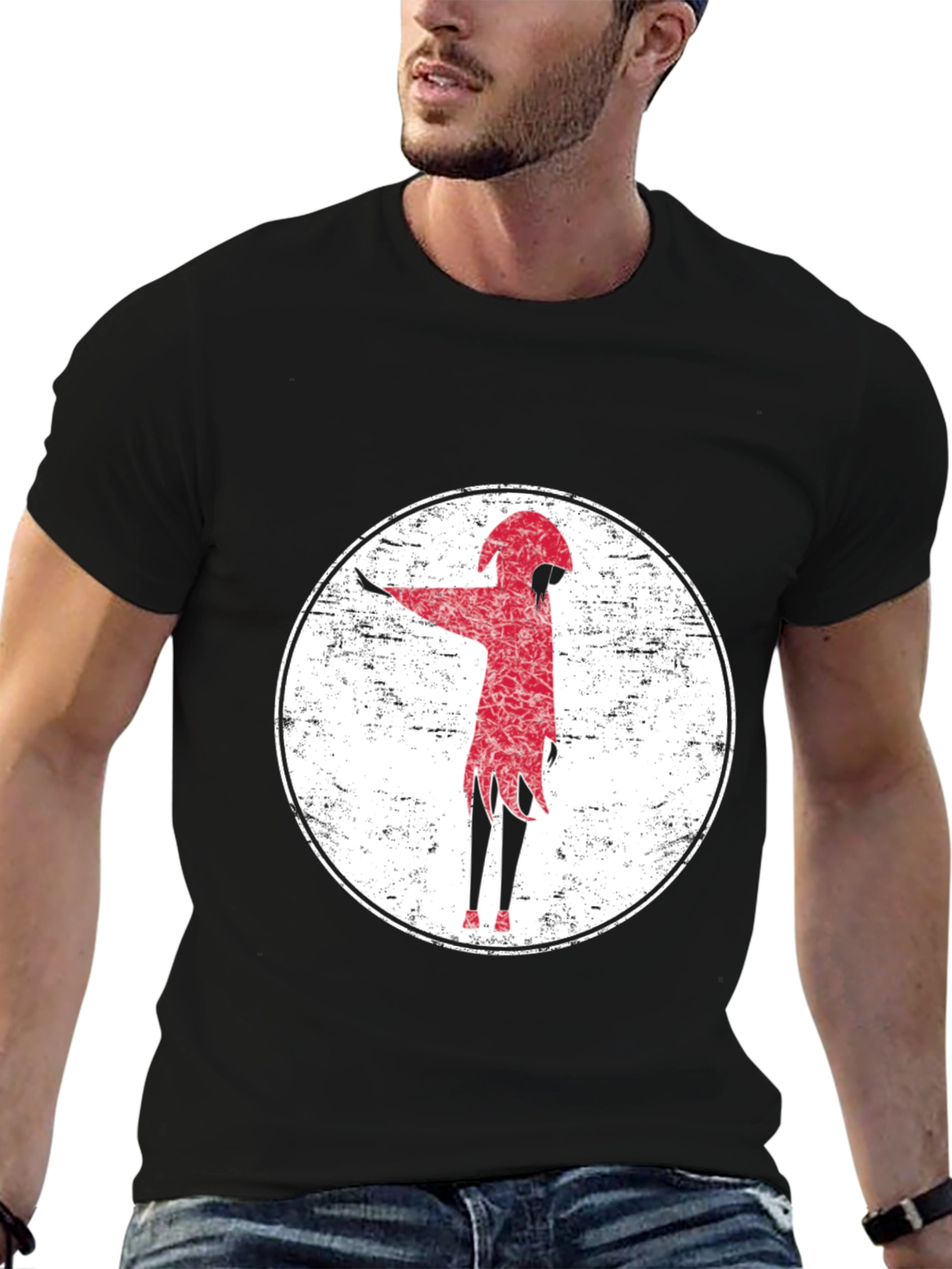 Red Figure Graphic Tee - Grunge Style