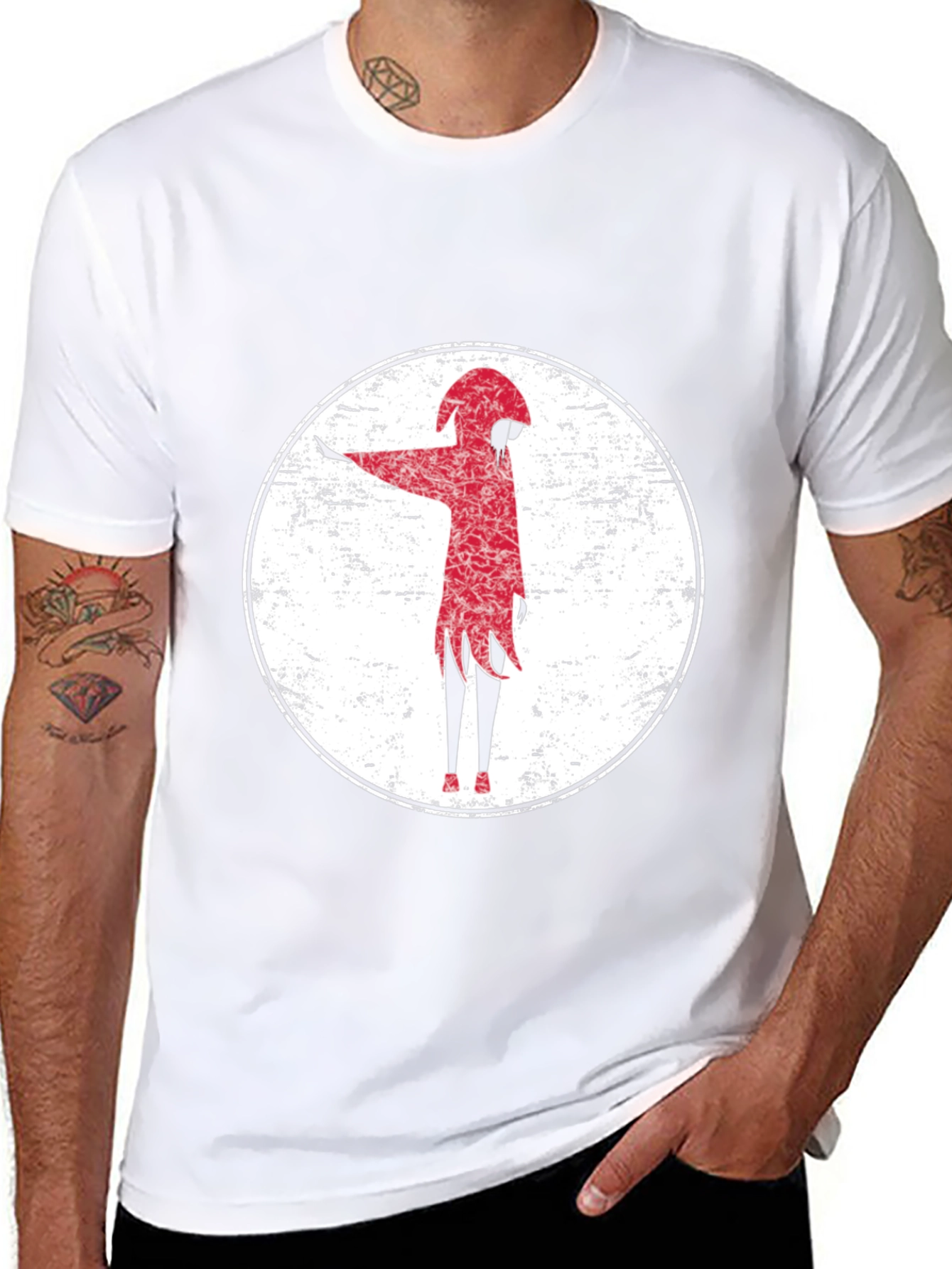 Red Figure Graphic Tee - Grunge Style