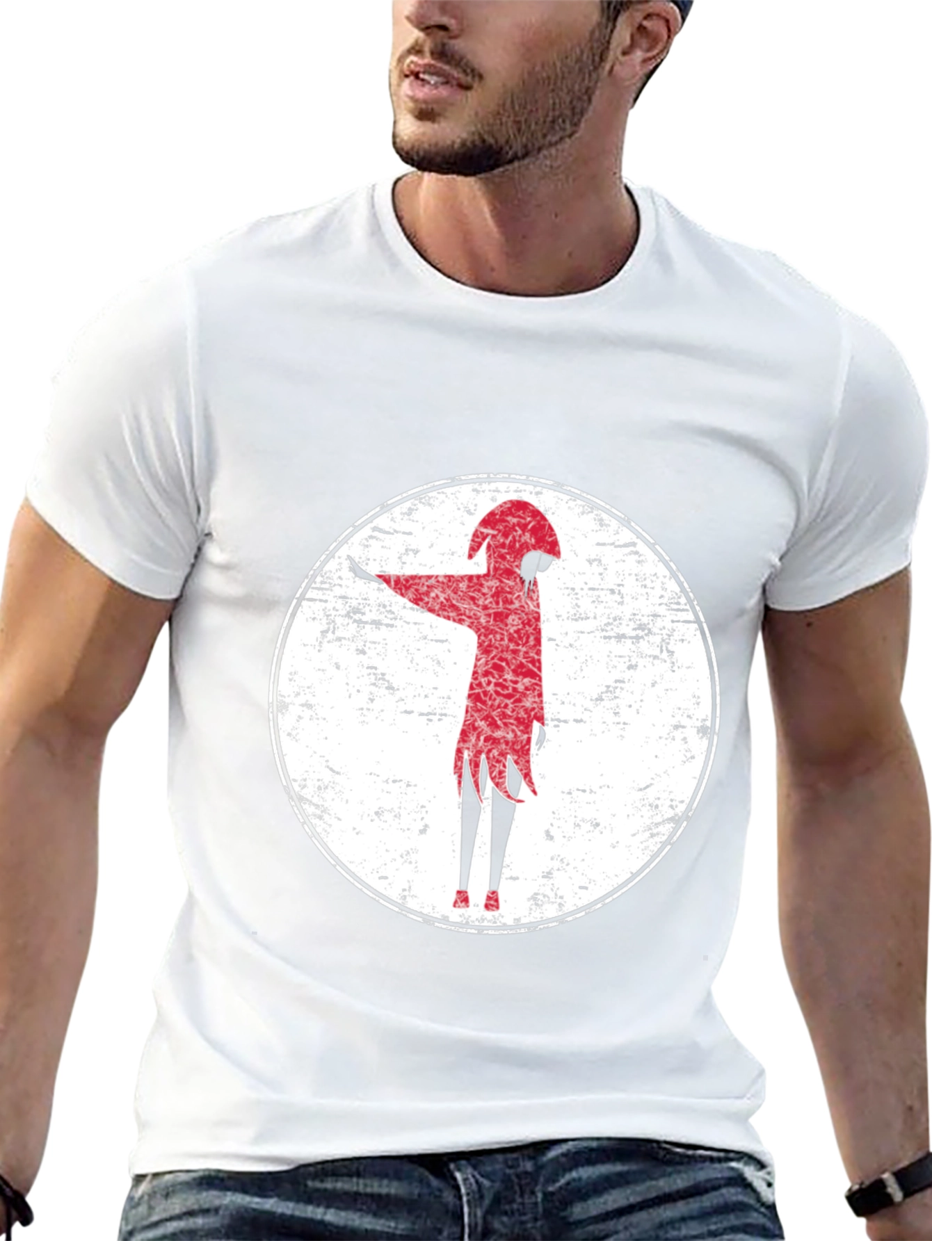 Red Figure Graphic Tee - Grunge Style