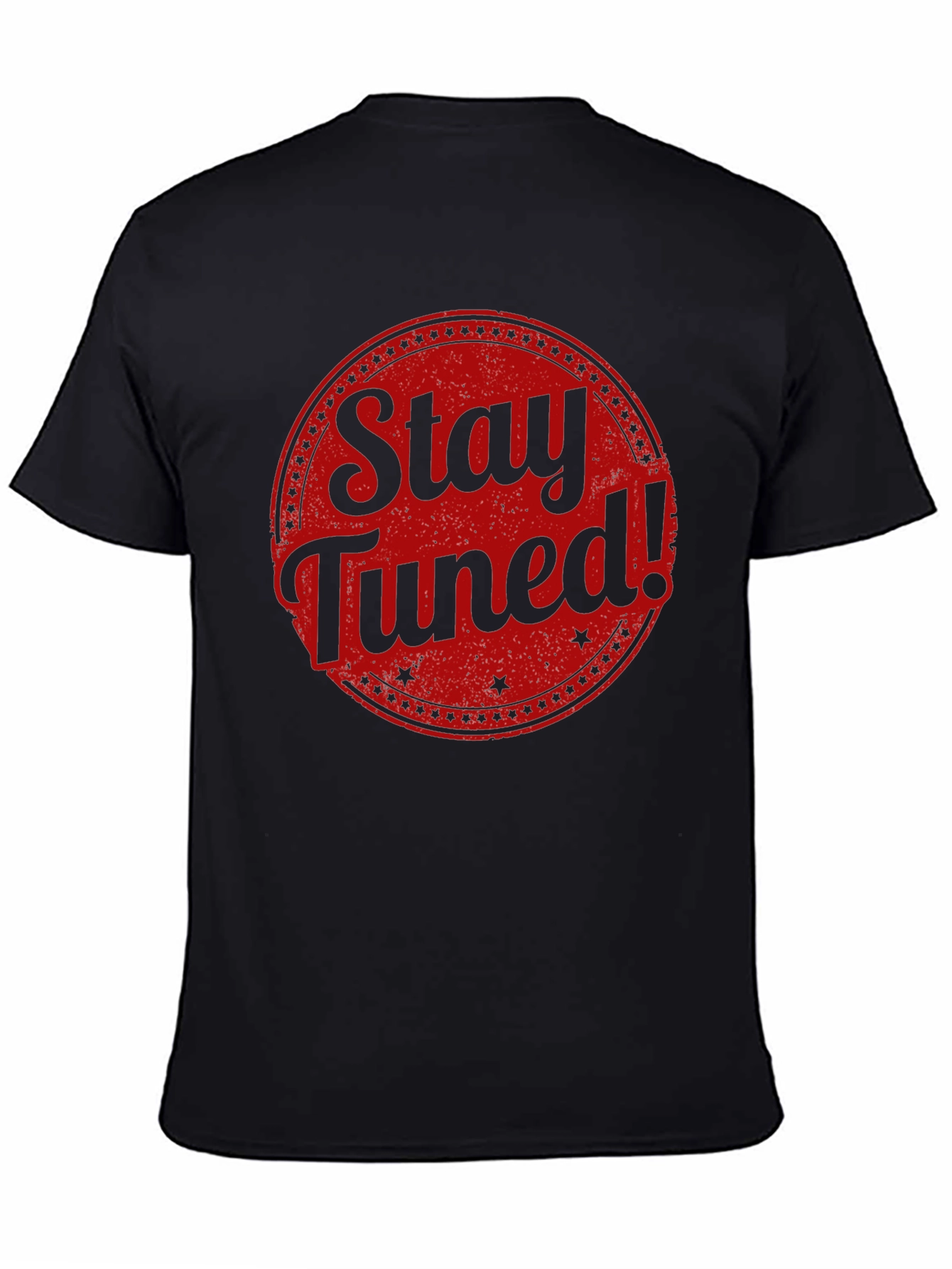 Stay Tuned Graphic Tee - Black Cotton T-Shirt