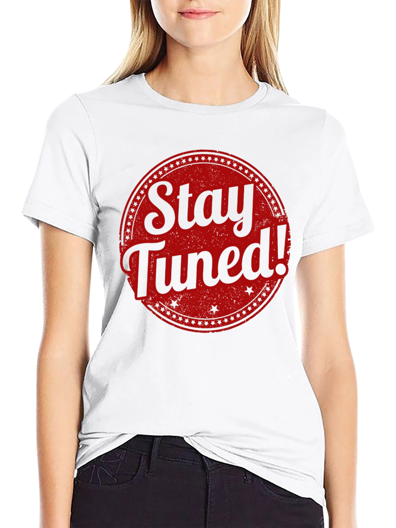 Stay Tuned Graphic Tee - Black Cotton T-Shirt