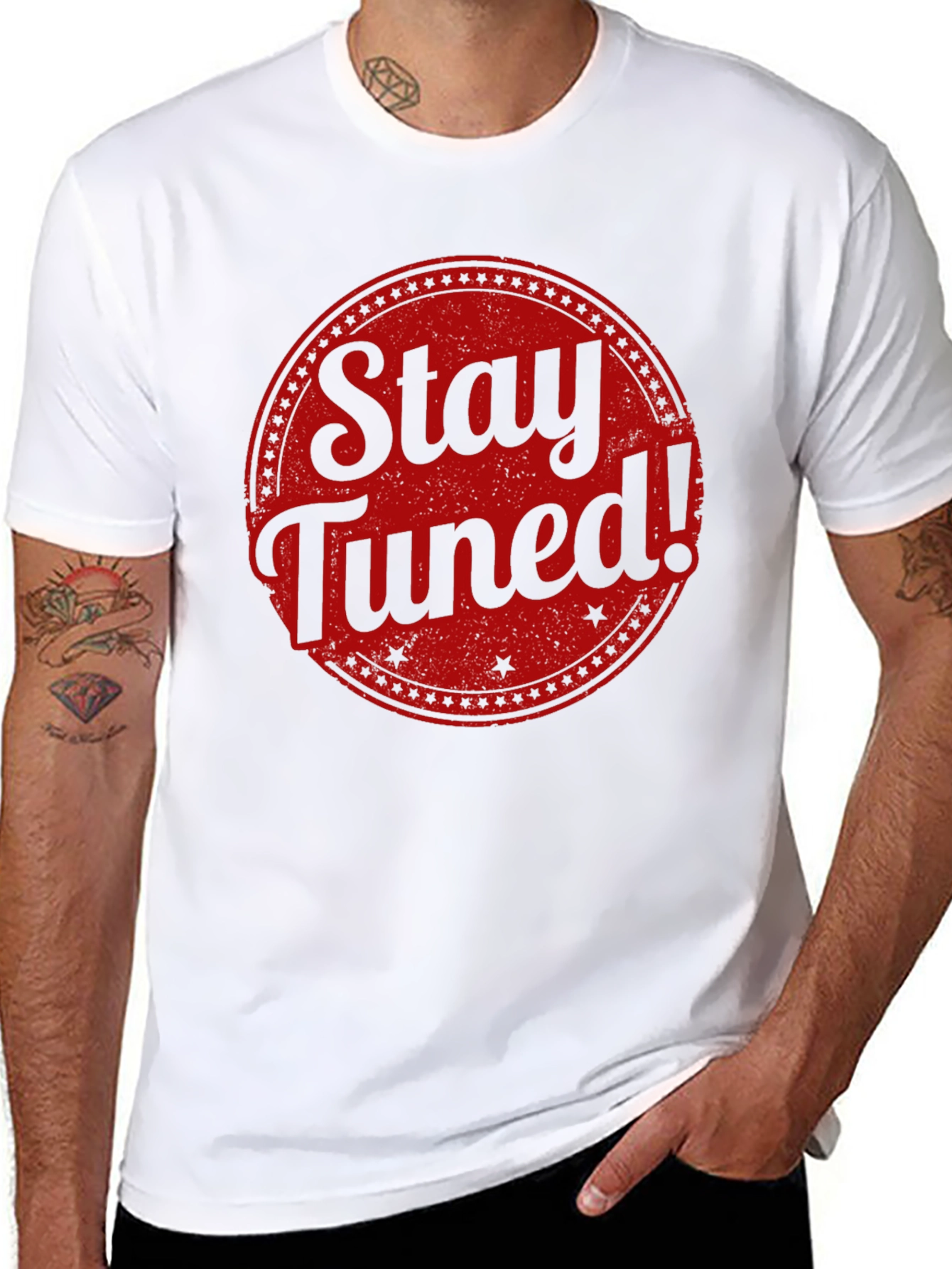 Stay Tuned Graphic Tee - Black Cotton T-Shirt