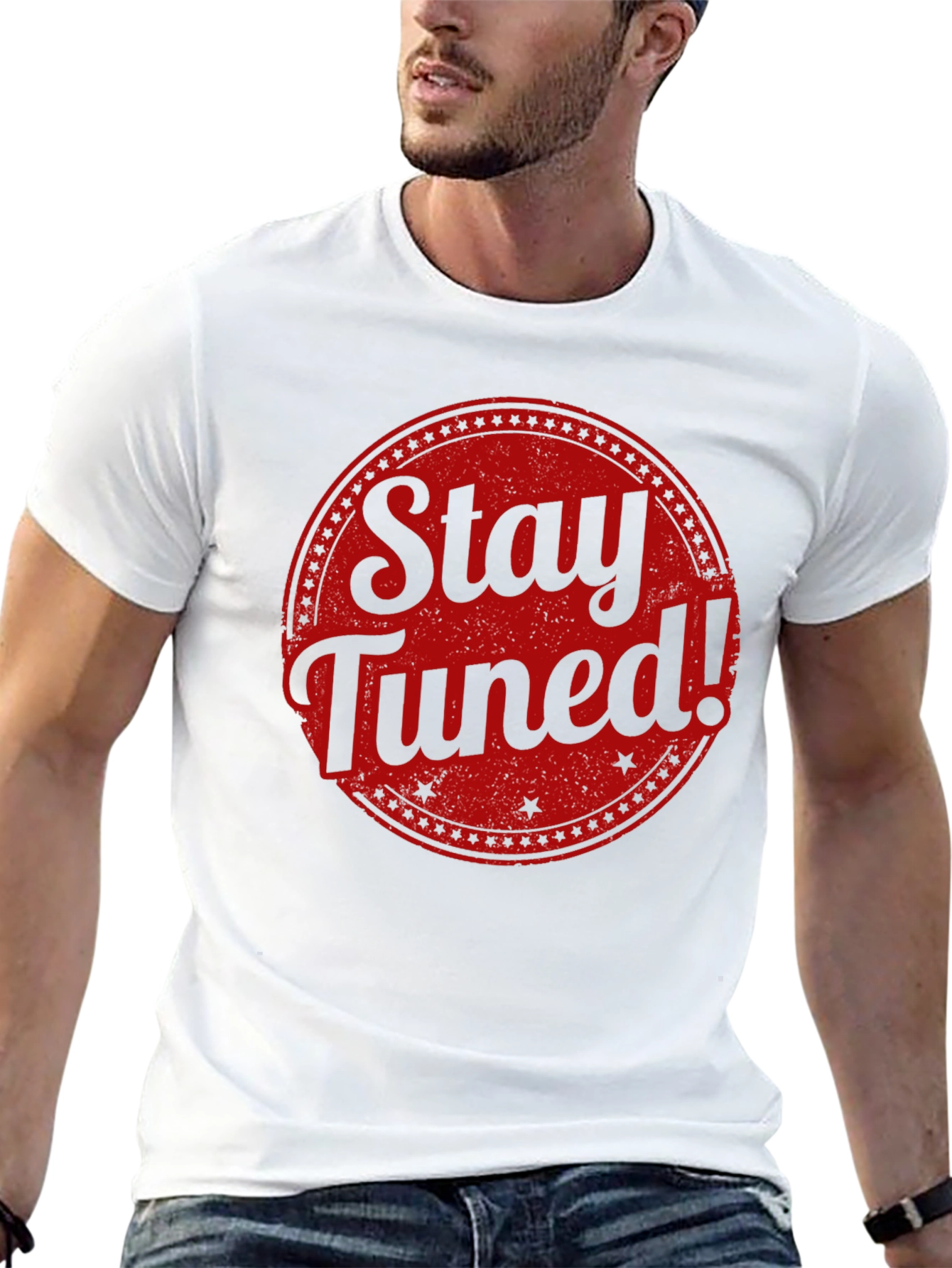 Stay Tuned Graphic Tee - Black Cotton T-Shirt