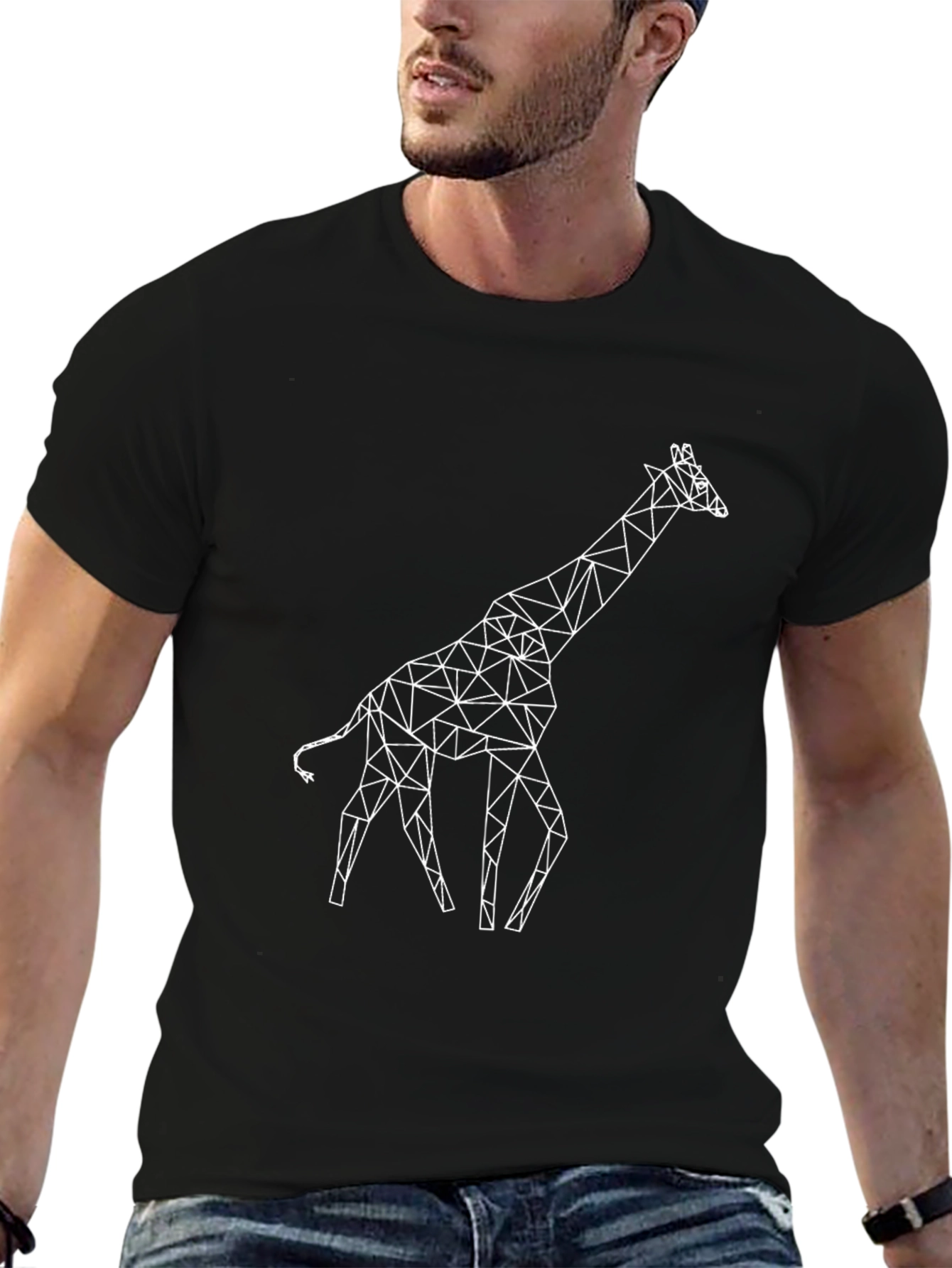 Geometric Giraffe T-Shirt - Unique Polygonal Design