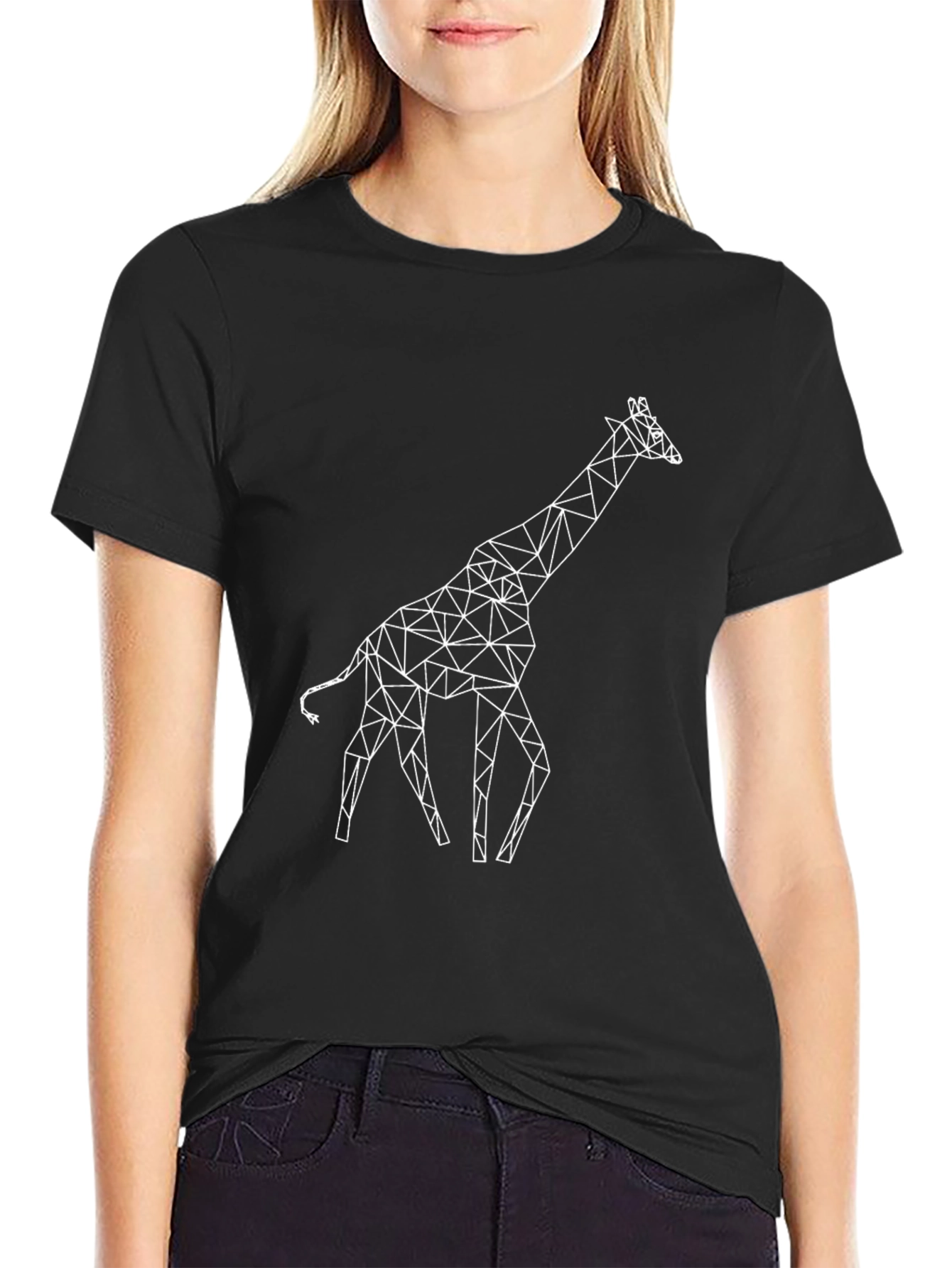 Geometric Giraffe T-Shirt - Unique Polygonal Design