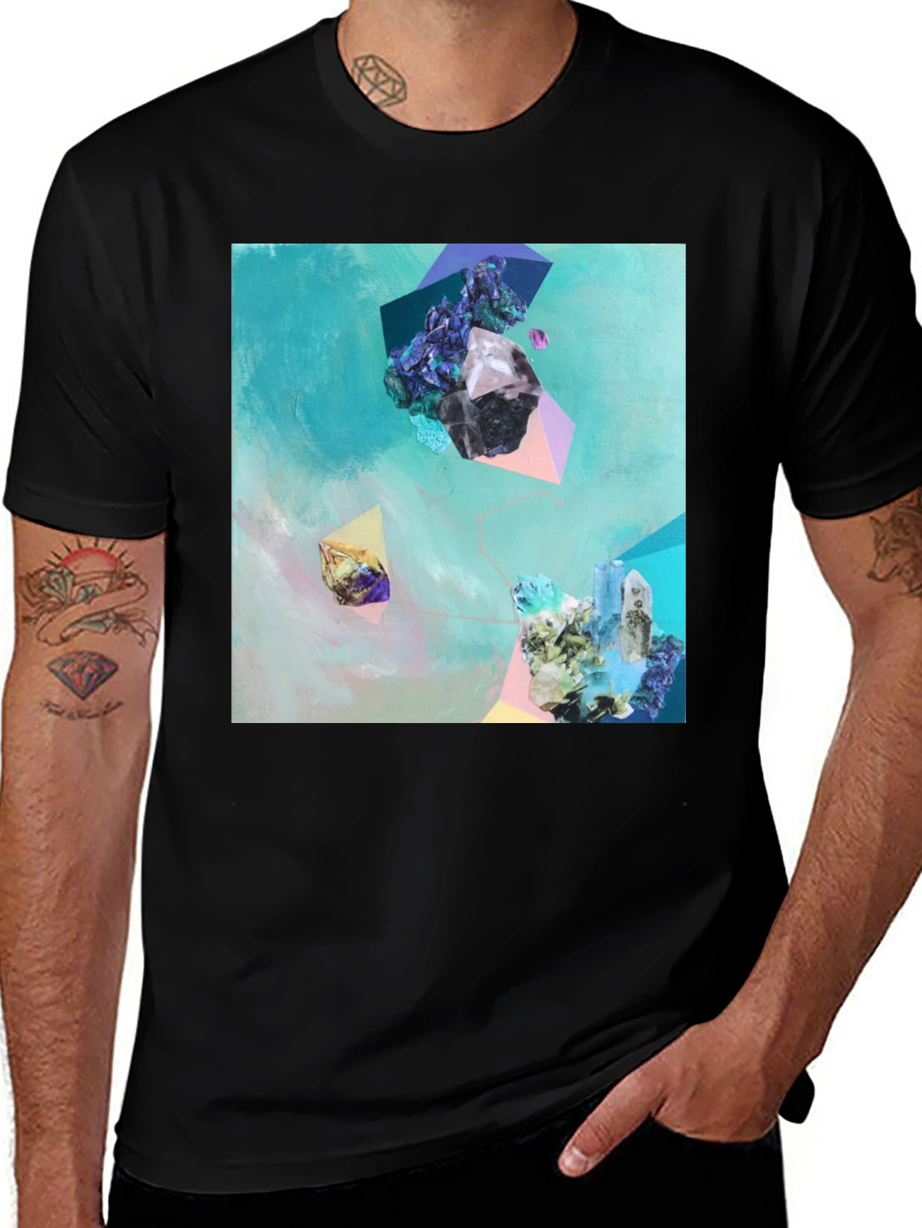 Abstract Crystal Art Black T-Shirt
