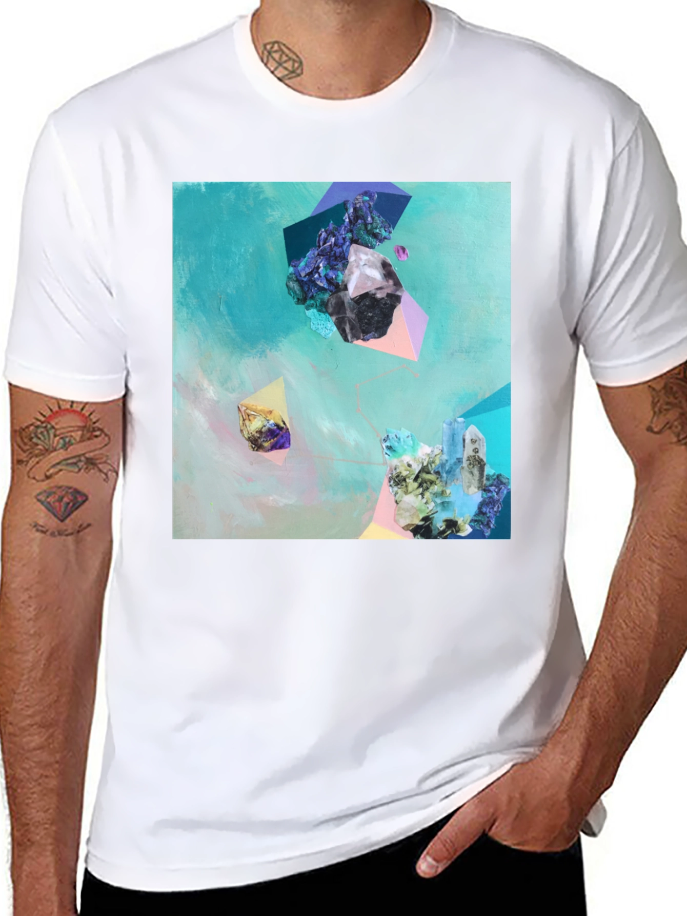 Abstract Crystal Art Black T-Shirt