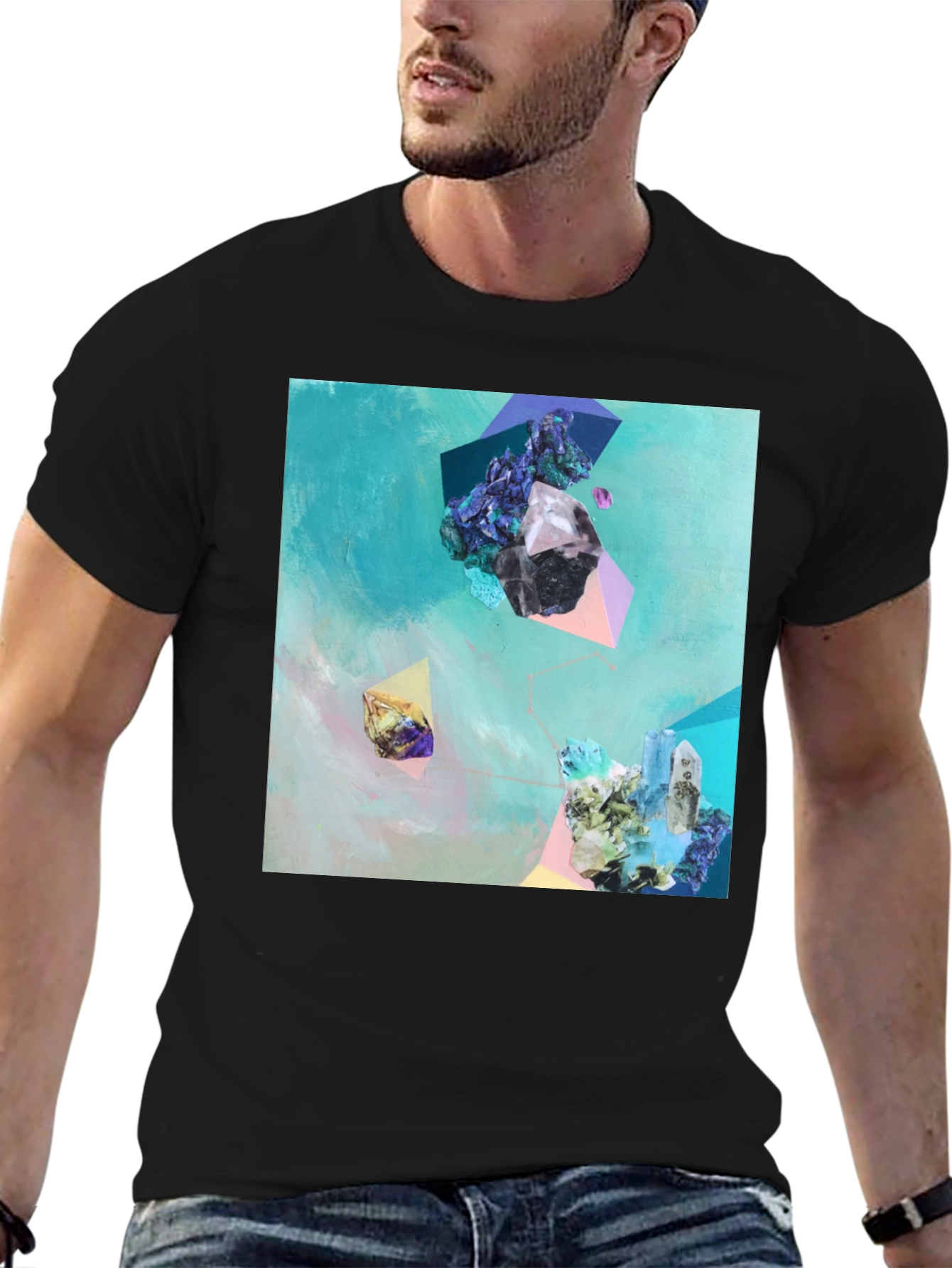Abstract Crystal Art Black T-Shirt