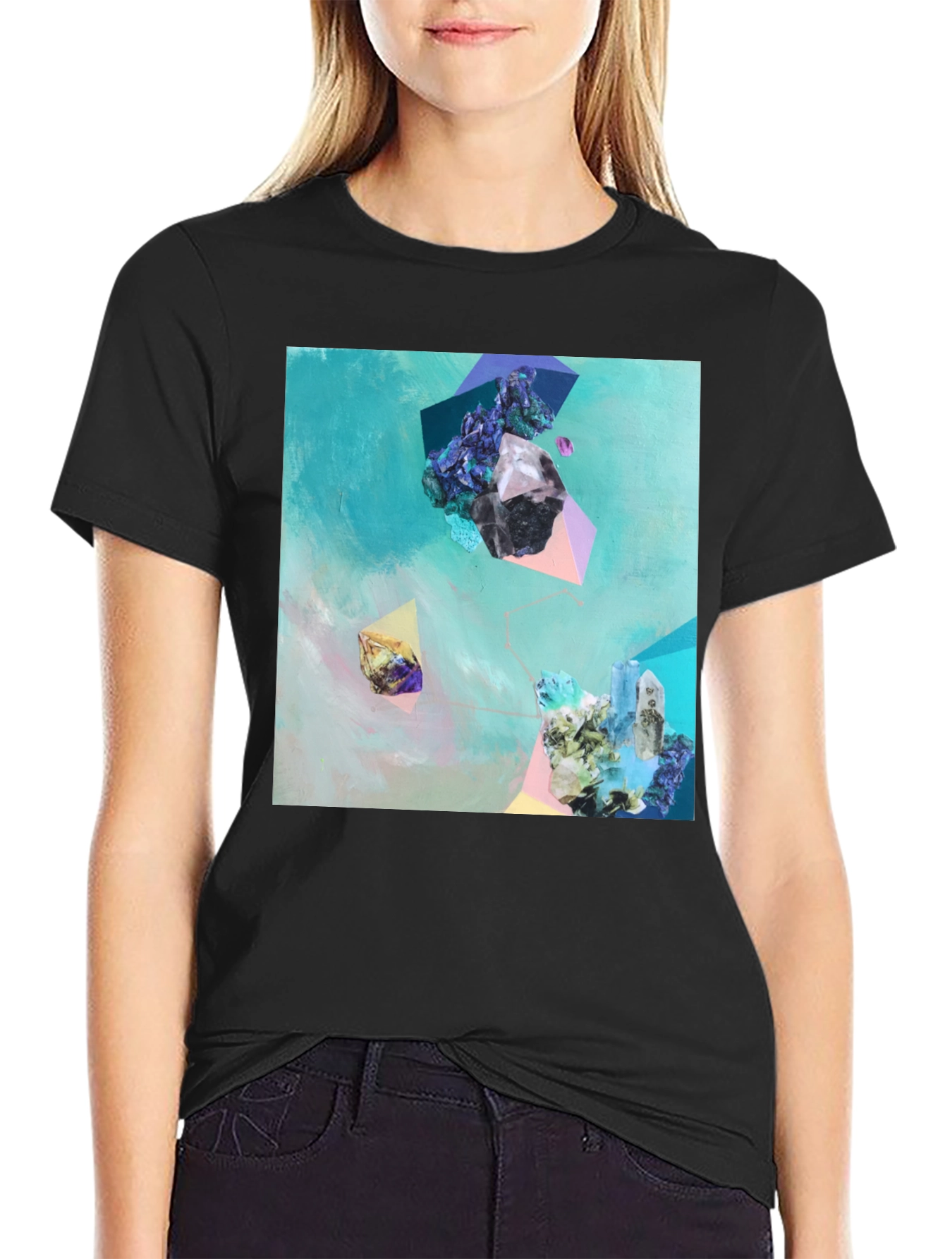 Abstract Crystal Art Black T-Shirt