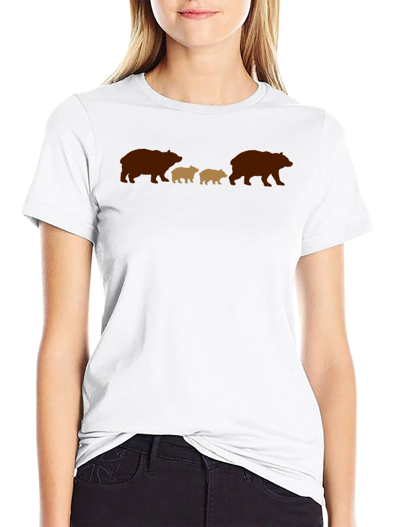 Bear Family Graphic Tee - Black Casual Shirt