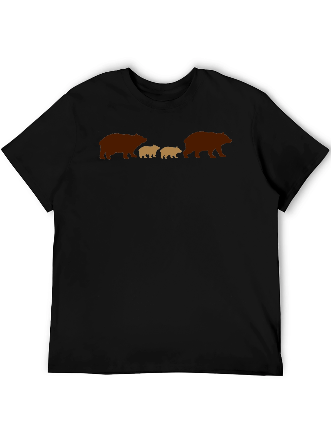 Bear Family Graphic Tee - Black Casual Shirt