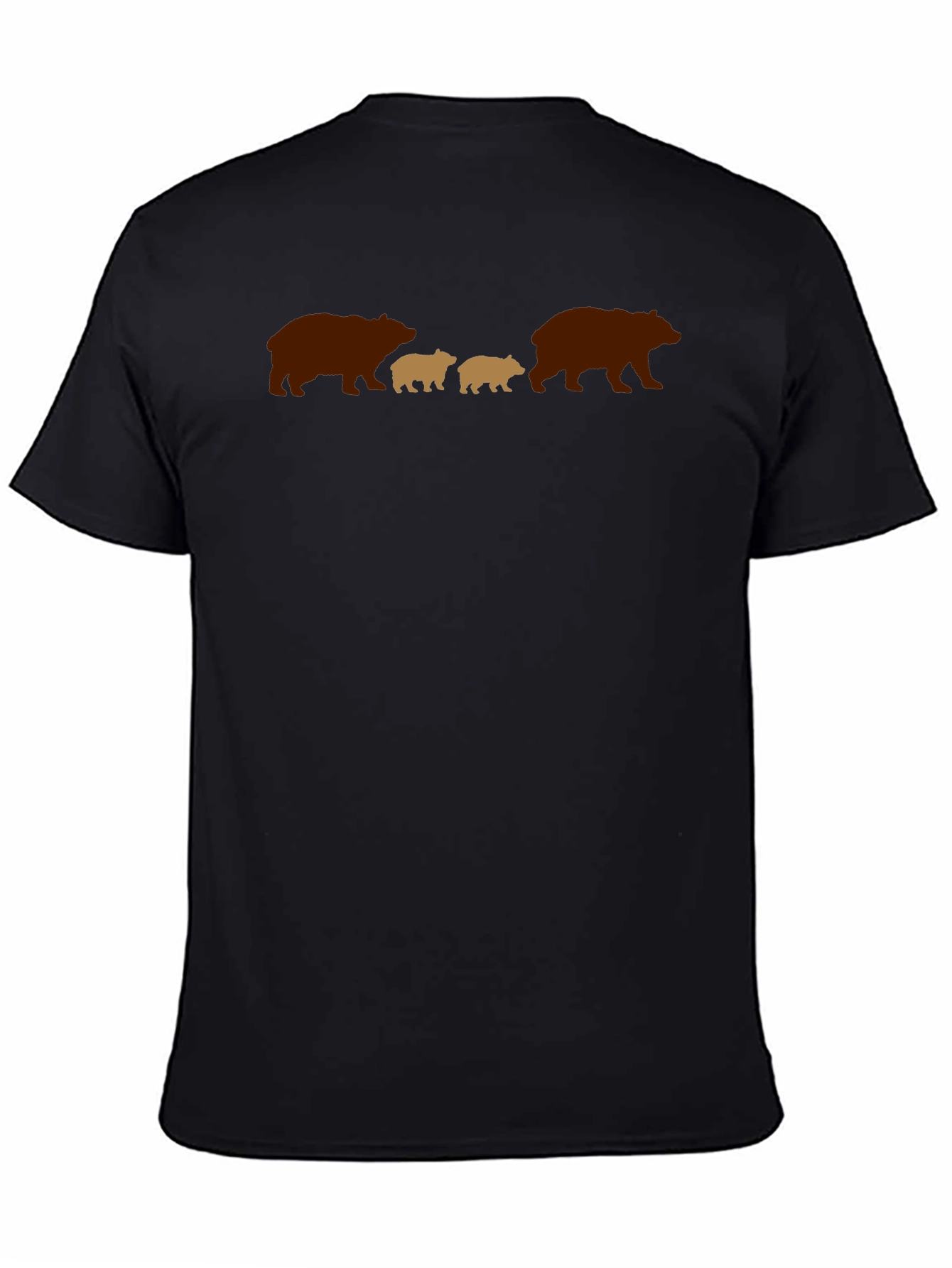 Bear Family Graphic Tee - Black Casual Shirt