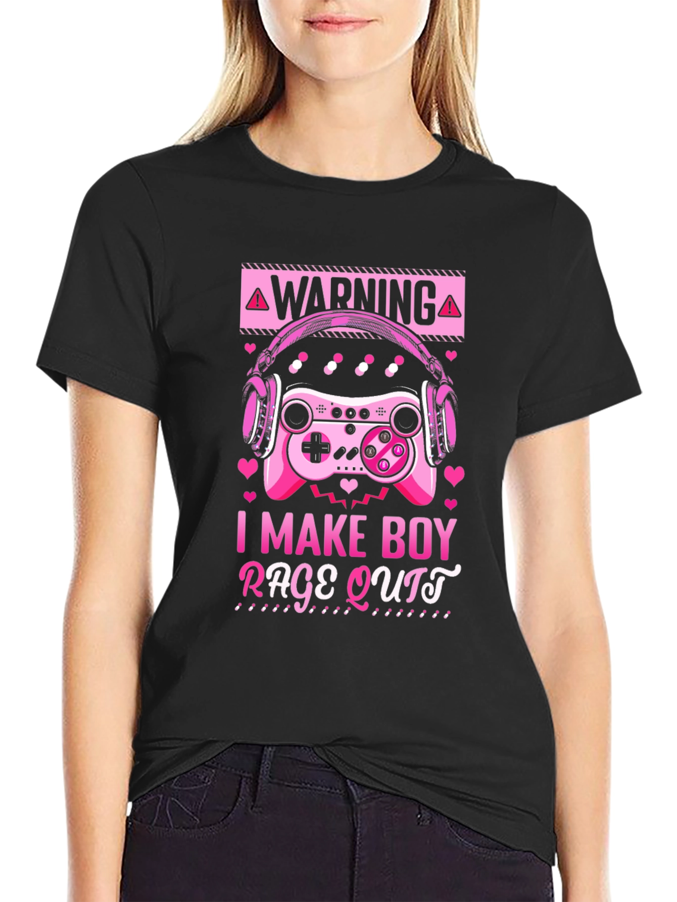 Gamer Girl I Make Boy Rage Quit Black T-Shirt