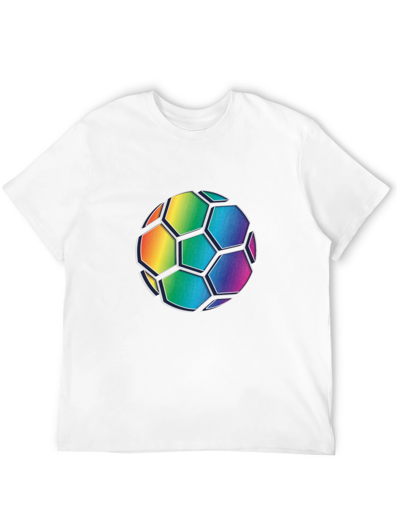 Rainbow Soccer Ball Graphic Tee - Black Cotton Blend
