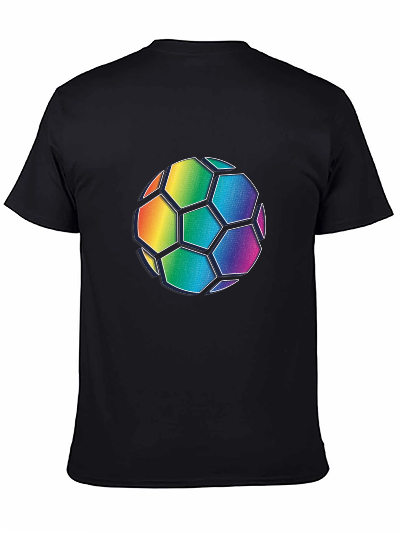 Rainbow Soccer Ball Graphic Tee - Black Cotton Blend