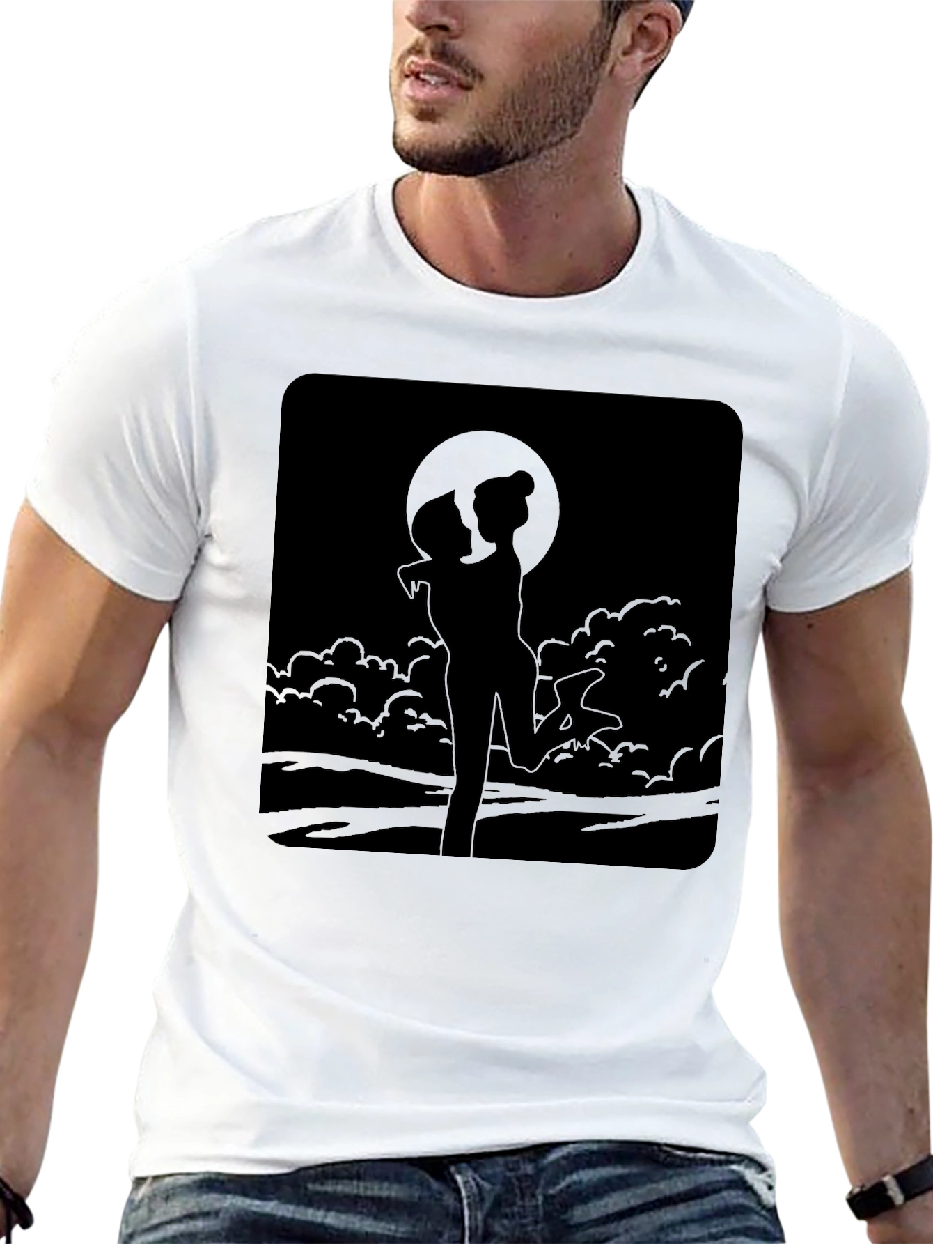 Romantic Silhouette Graphic T-Shirt - Black