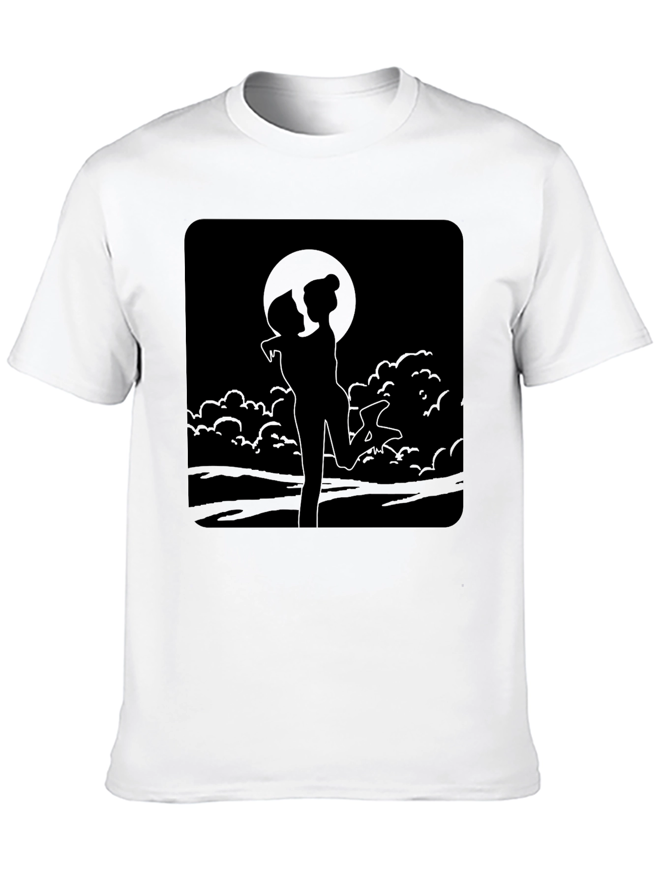 Romantic Silhouette Graphic T-Shirt - Black