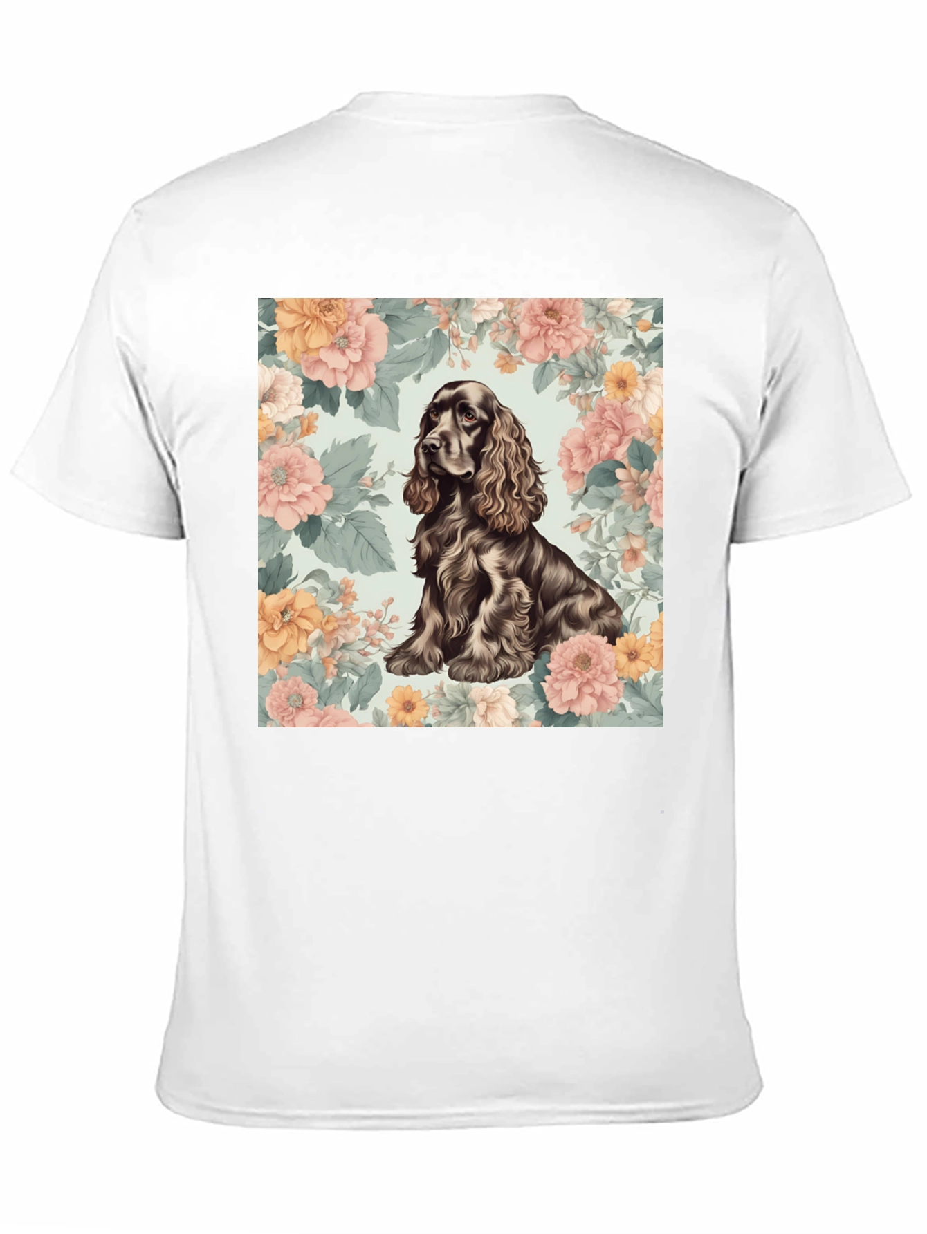 Dog & Floral T-Shirt - Stylish Canine Design
