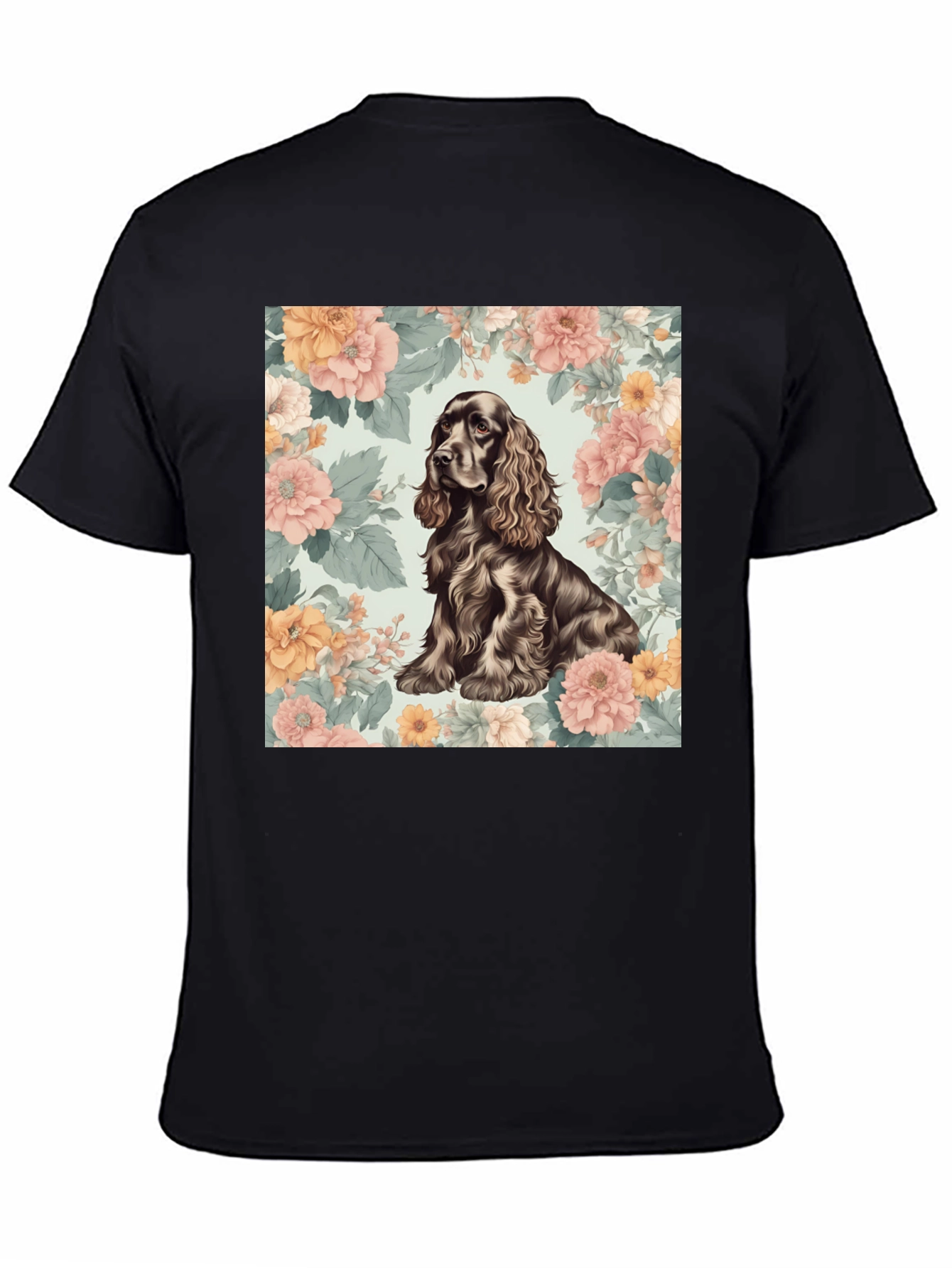 Dog & Floral T-Shirt - Stylish Canine Design